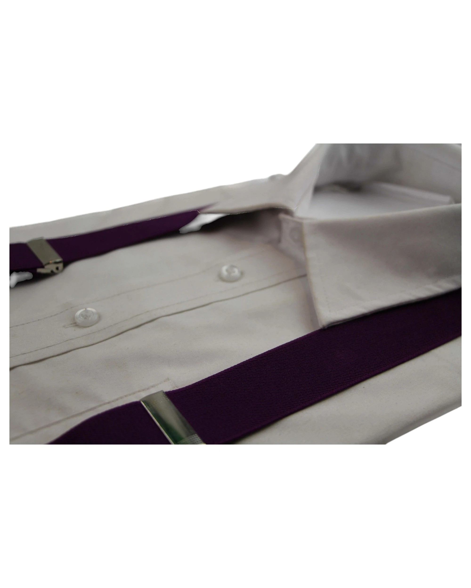 3 Zasel Mens Wide Heavy Duty Adjustable 100cm Dark Purple Suspenders, 3 of 3