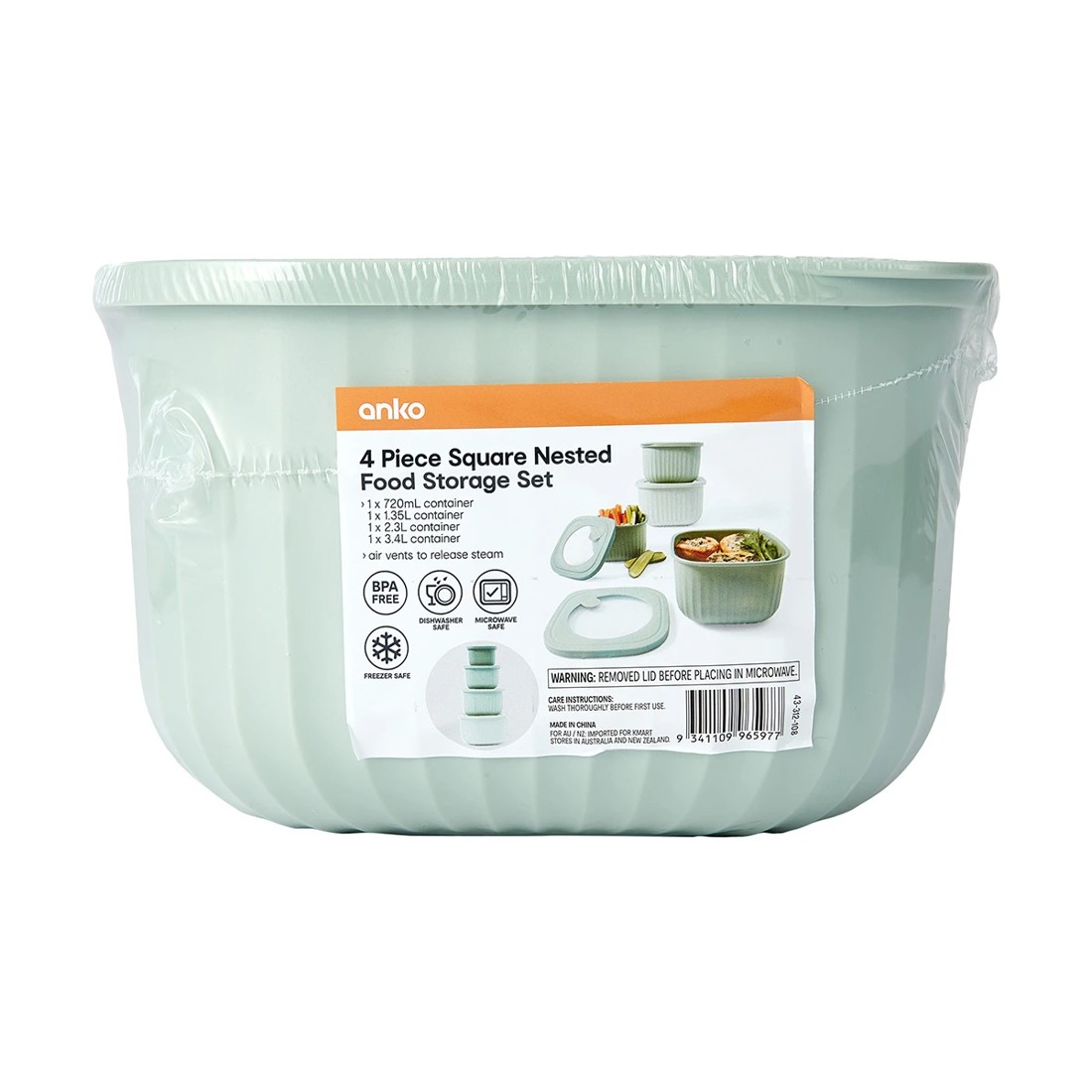 10 4 Piece Square Nested Food Storage Set - Green, 10 of 10