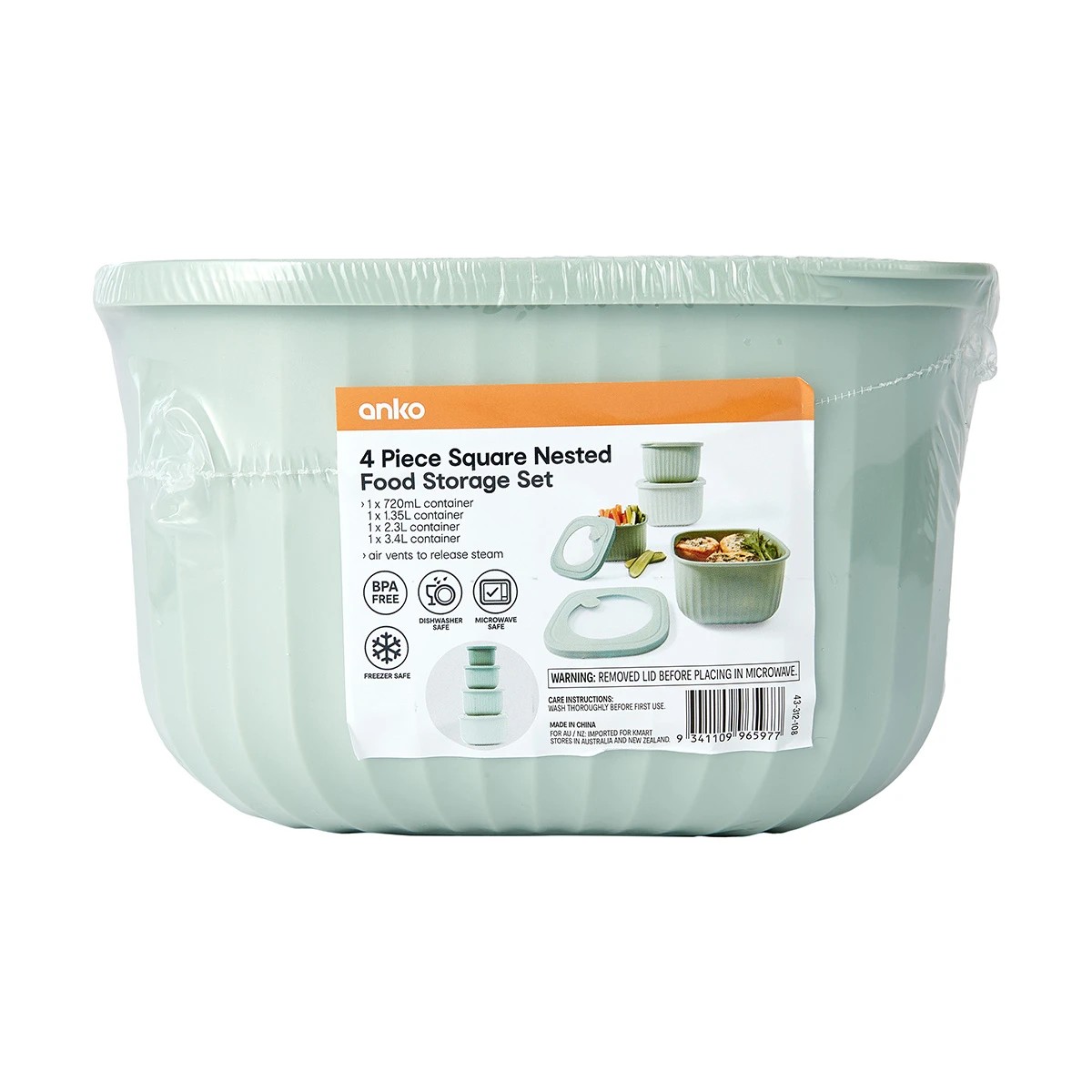 10 4 Piece Square Nested Food Storage Set - Green, 10 of 10