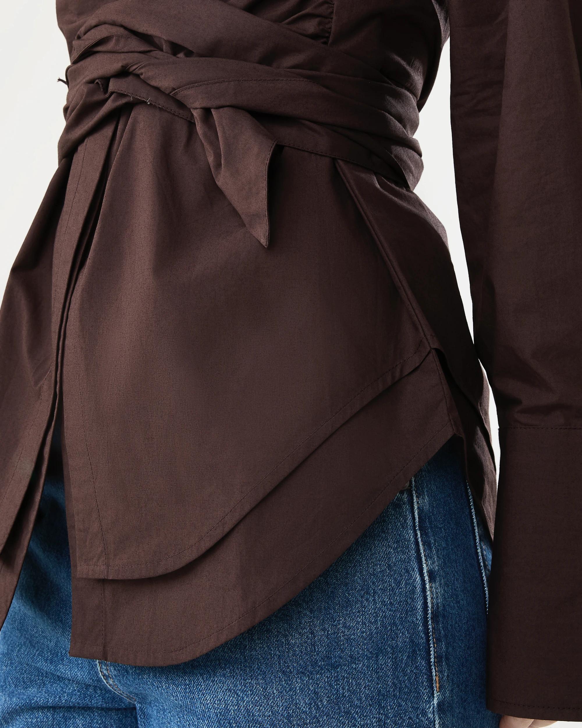 8 Long Sleeve Wrap Waist Shirt Melt Brown, 8 of 8