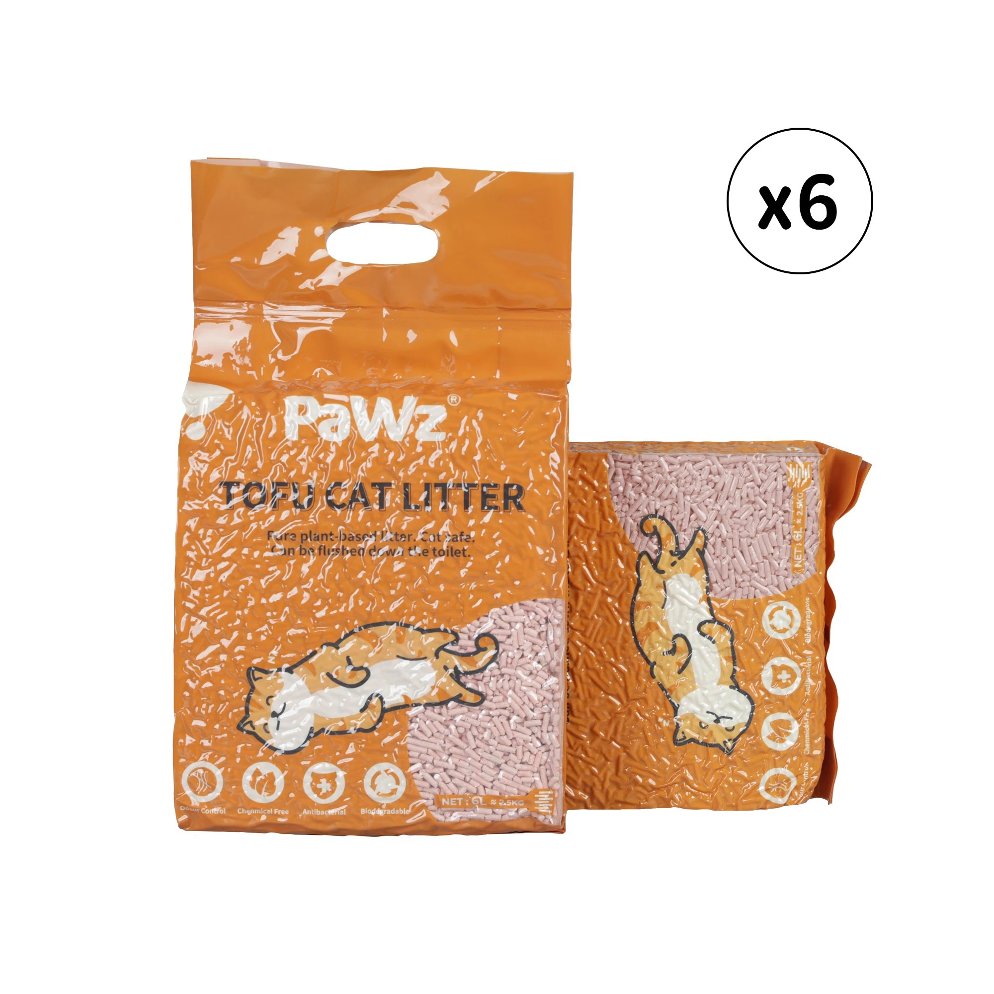 1 Pawz 2.5kg Tofu Cat Litter 6 Pack, 1 of 7