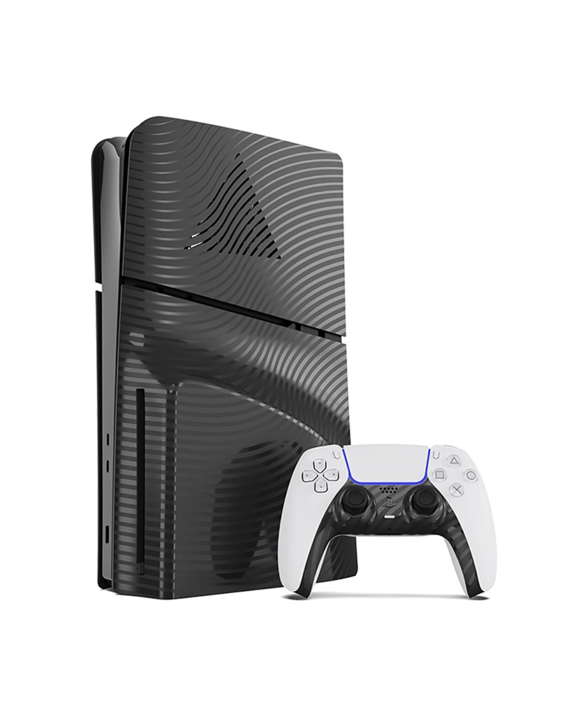 1 Maxx Tech PS5 Slim Console and Controller Faceplates & Thumb Grips - Black Wave - Black, 1 of 3