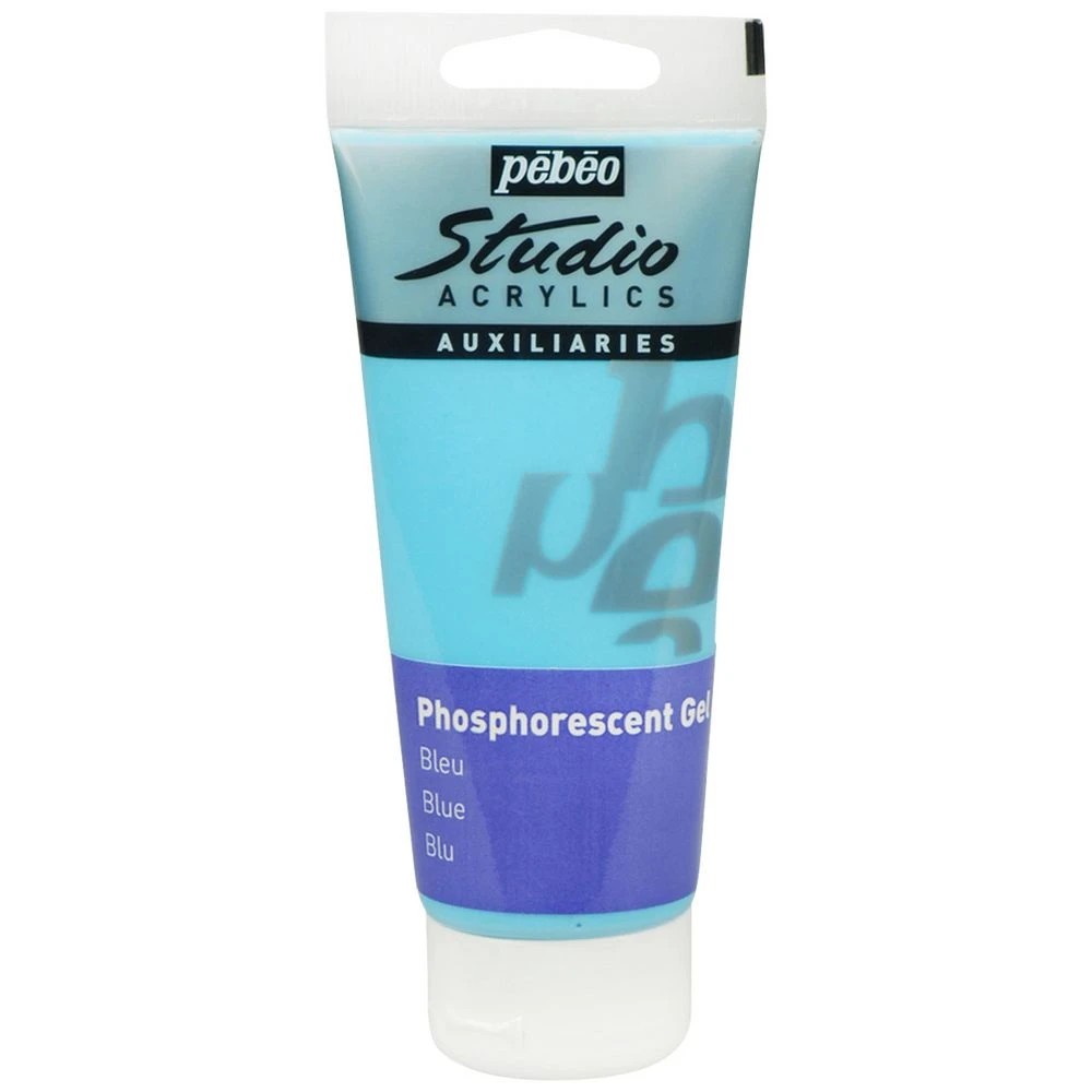 1 Pebeo Studio Acrylics Phosphorescent Gel 100mL Blue, 1 of 2
