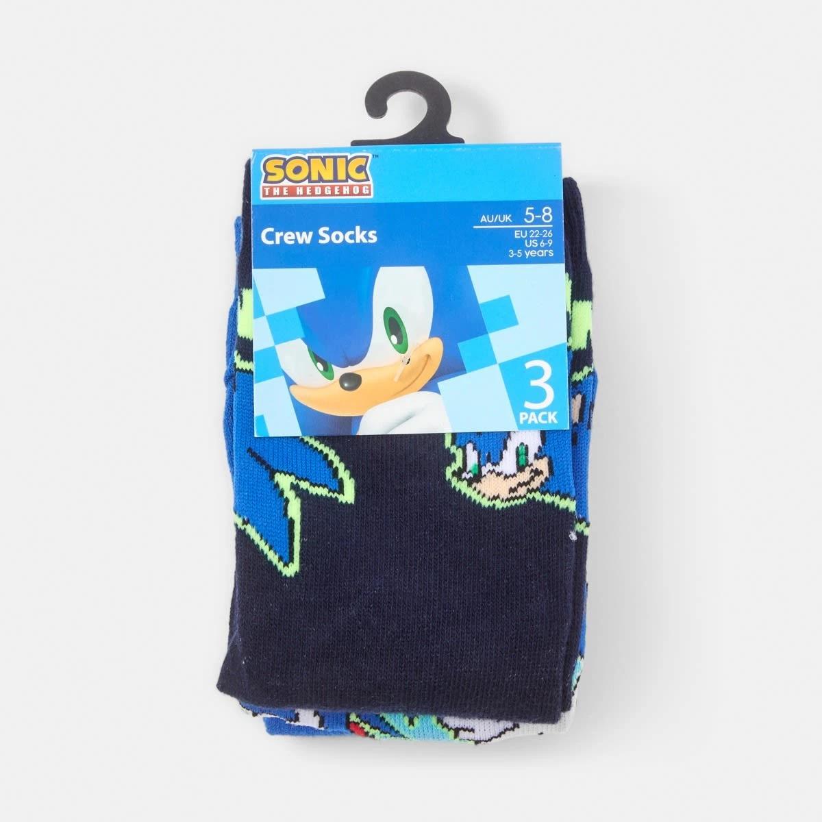 3 3 Pack Sonic The Hedgehog License Crew Socks Sonic, 3 of 3
