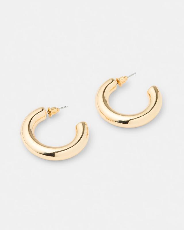 Plain Hoop Earrings - Gold 