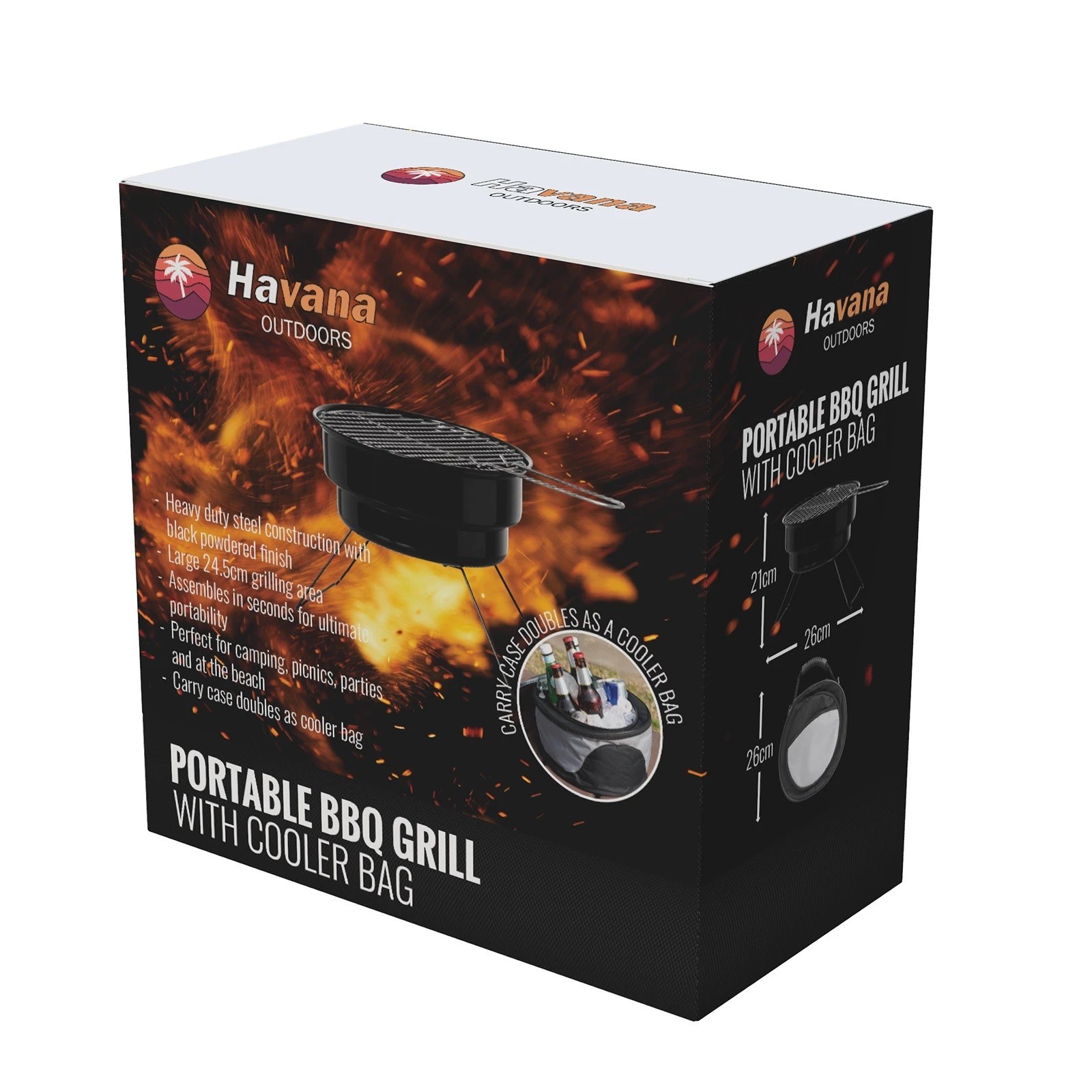 3 Havana Outdoors 2-IN-1 BBQ Grill Cooler Combo Set Outdoor Camping Picnic - Black - Black, 3 of 10