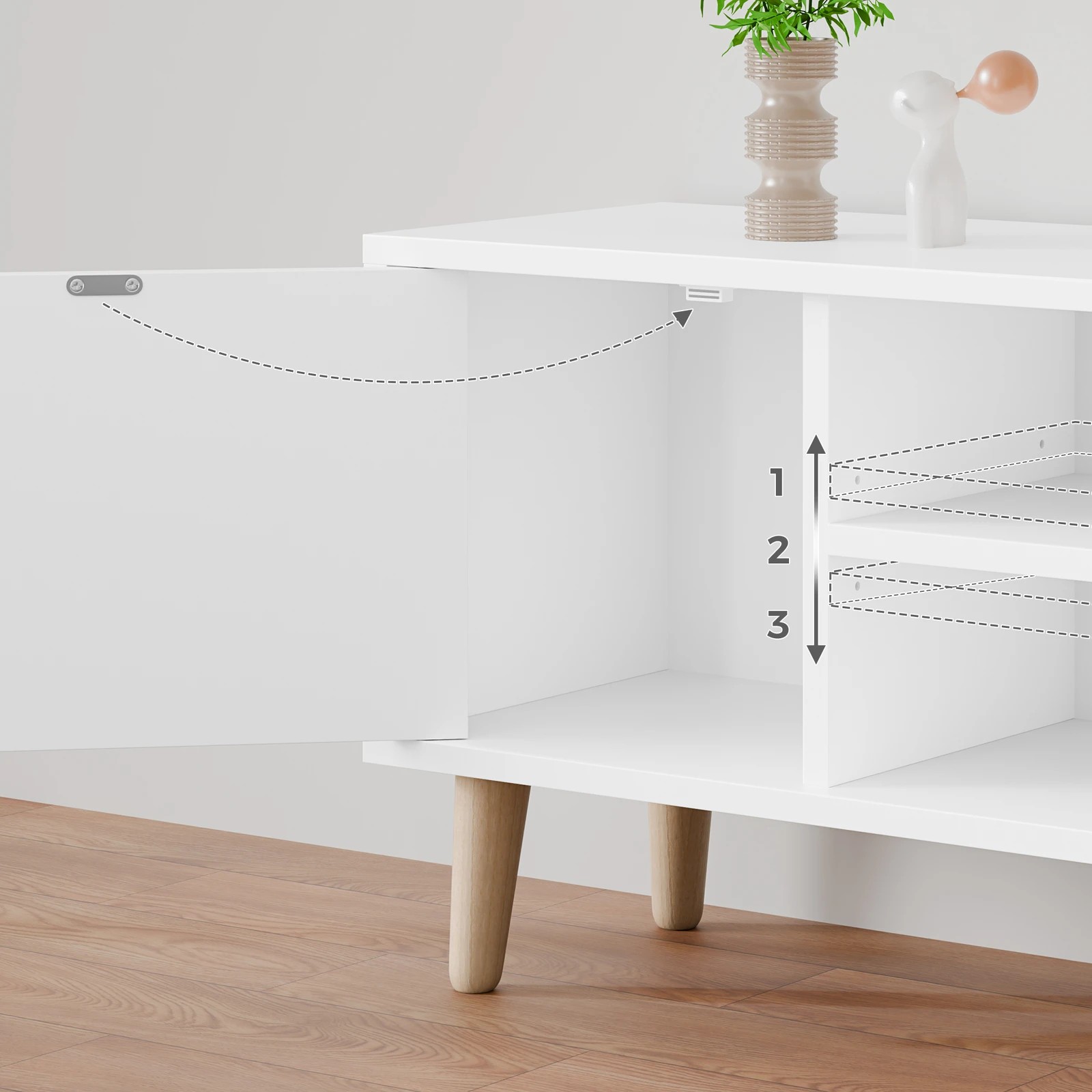 5 Alfordson Entertainment Unit 120cm TV Cabinet Stand Storage Drawer - White, 5 of 9