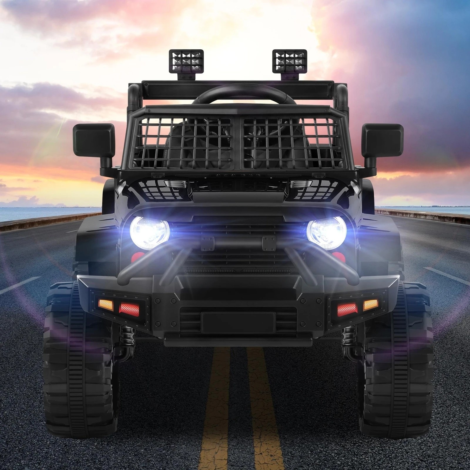 5 Alfordson Kids Ride On Car Toy Jeep Electric 12V 70W Motors R/C LED Lights - Black, 5 of 10