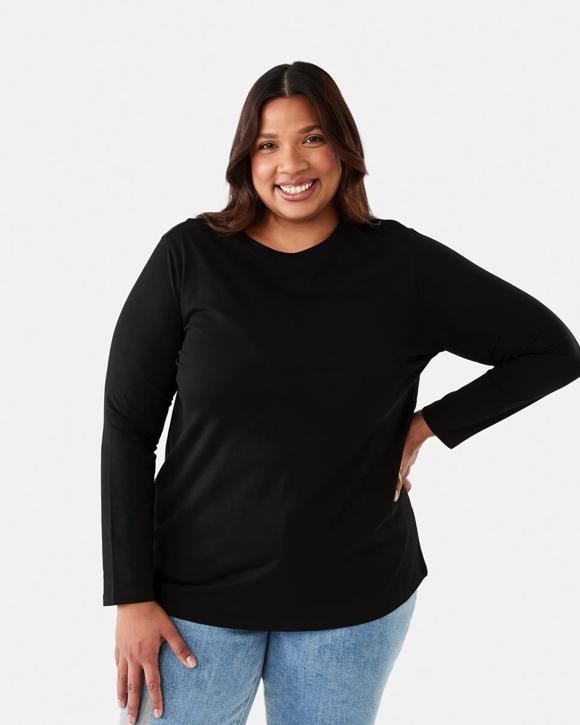 Curve Long Sleeve Cotton T-shirt