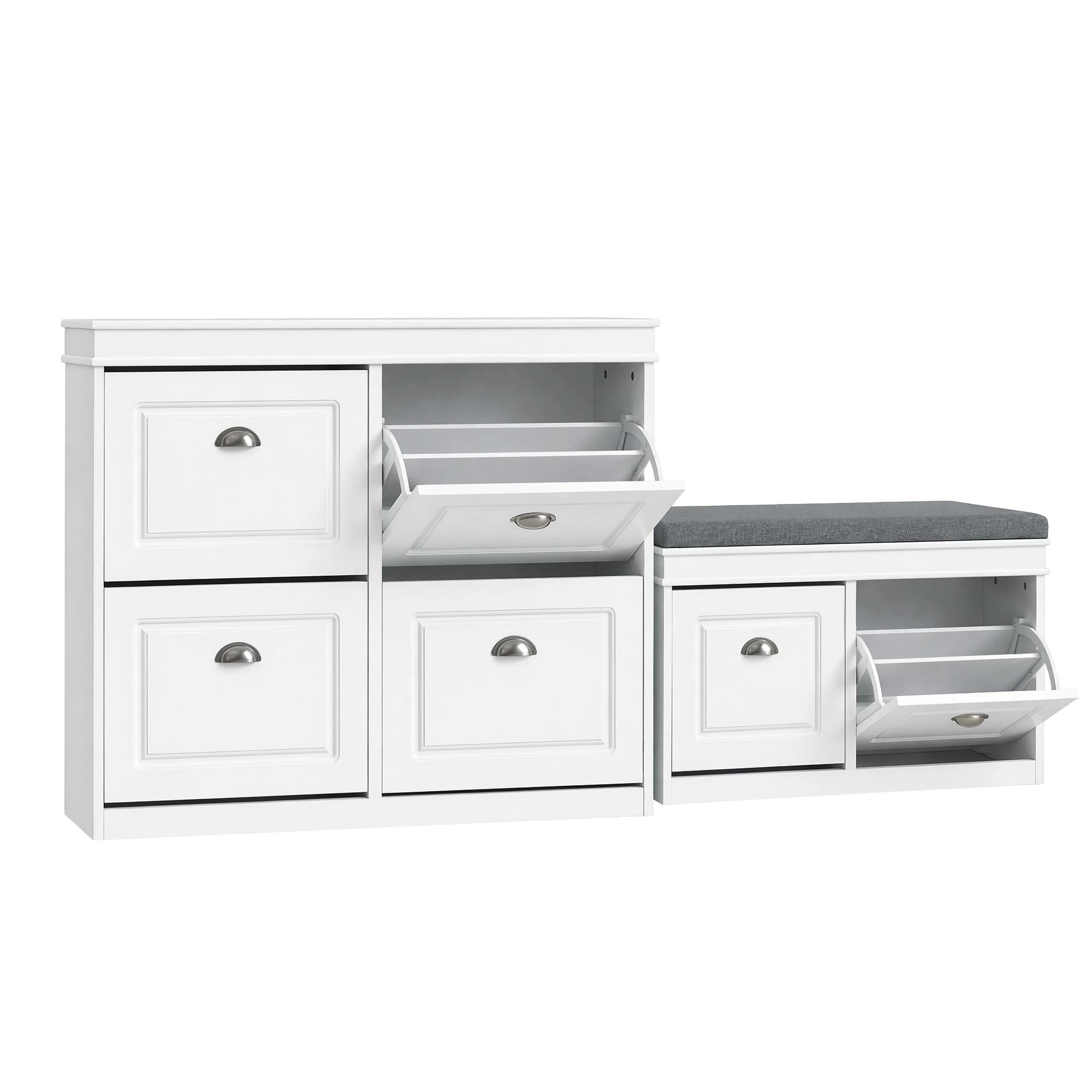 1 Artiss Shoe Cabinet Bench Set Storage Organiser with Flip Drawer Hallway Living Room - White, 1 of 7
