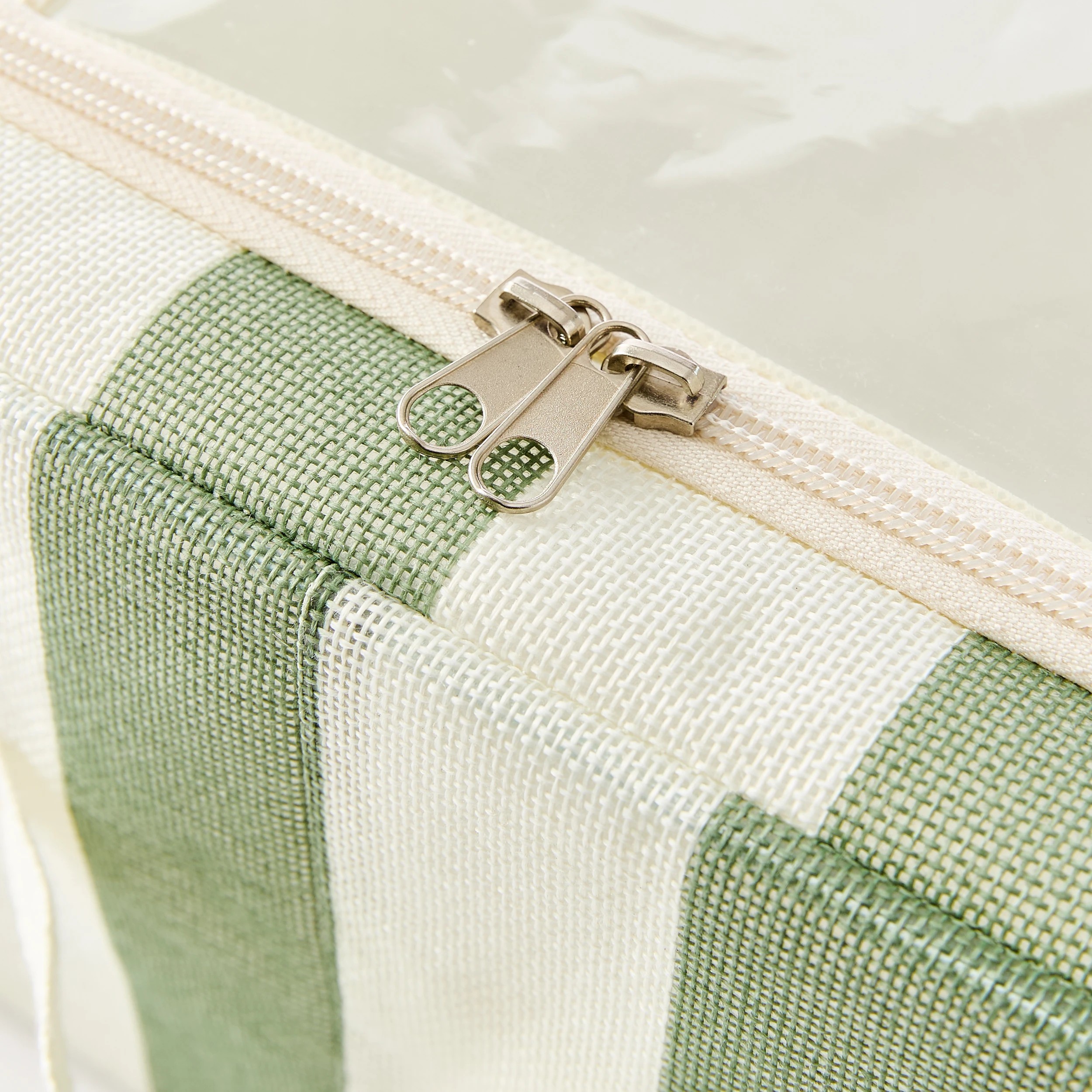 8 Linen Look Underbed Collapsible Box - Green Stripe, 8 of 8