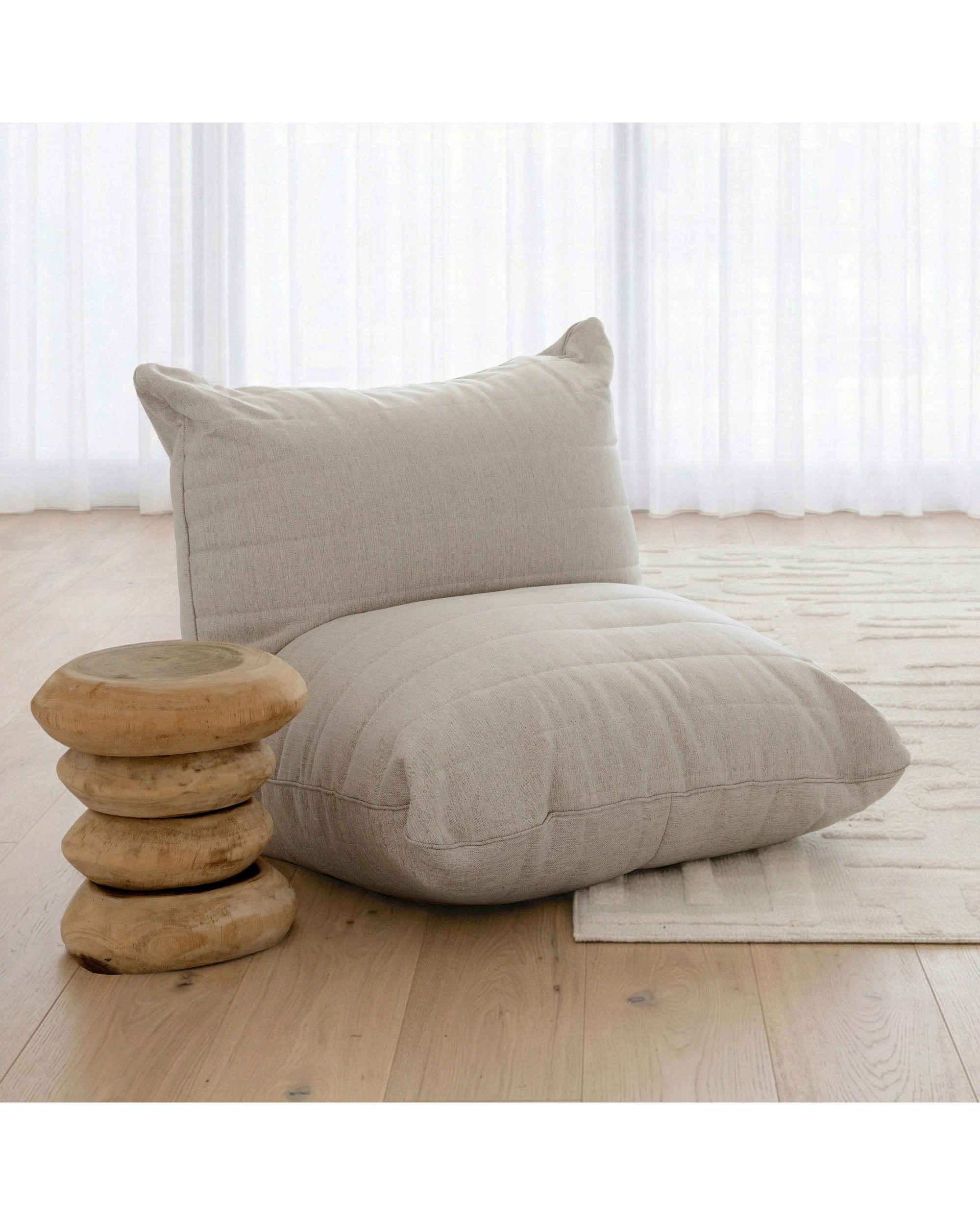 1 Cadence & Co. Linoire Quilted Beanbag Lounger Cover - Sand Dune, 1 of 10