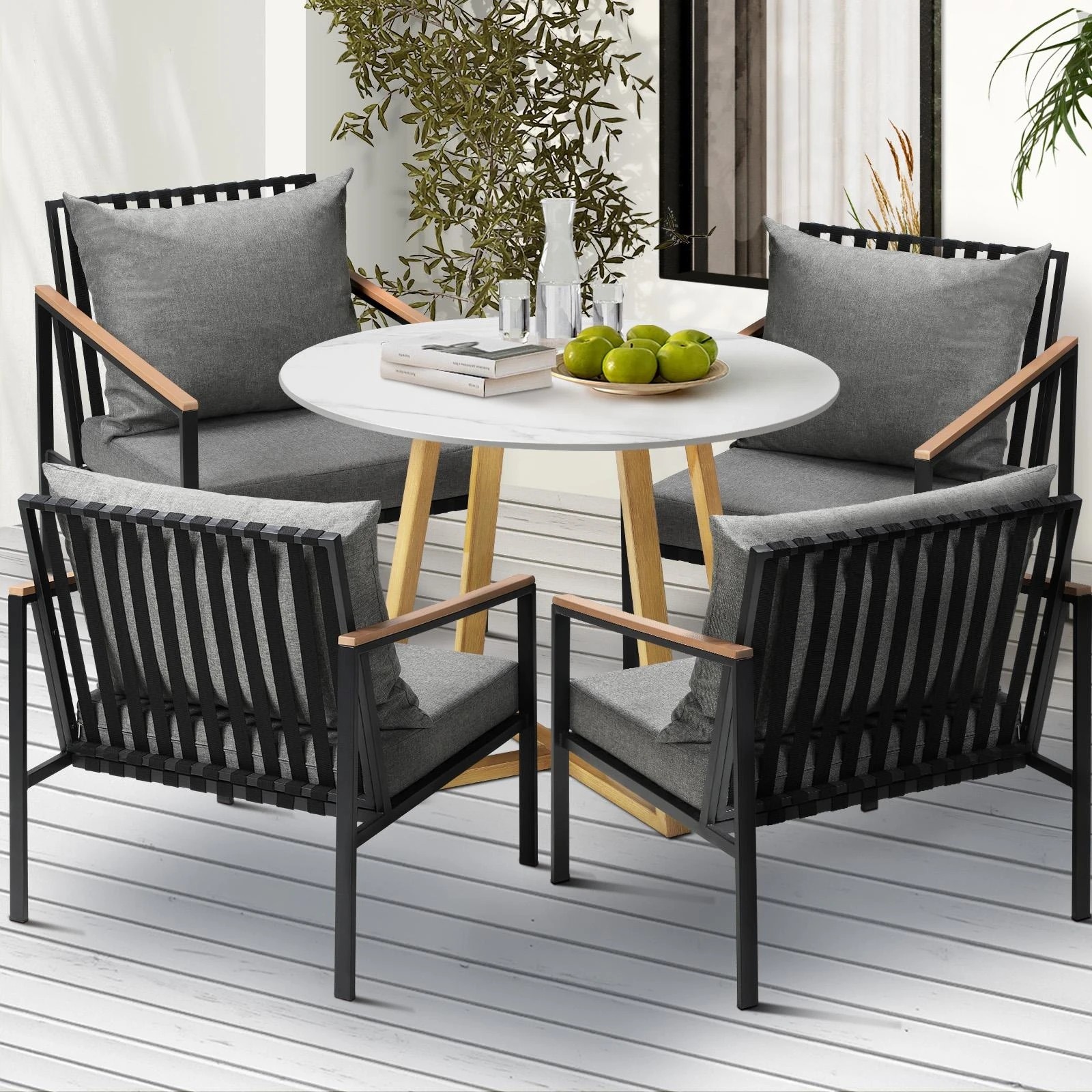 2 Livsip 5 Piece Outdoor Dining Setting Sintered Stone Table Patio Furniture Set
 - Multi, 2 of 10