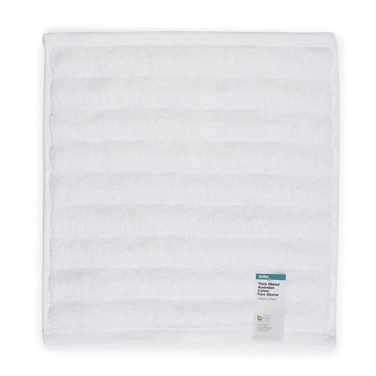 5 Thick Ribbed Australian Cotton Face Washer - White, 5 of 5