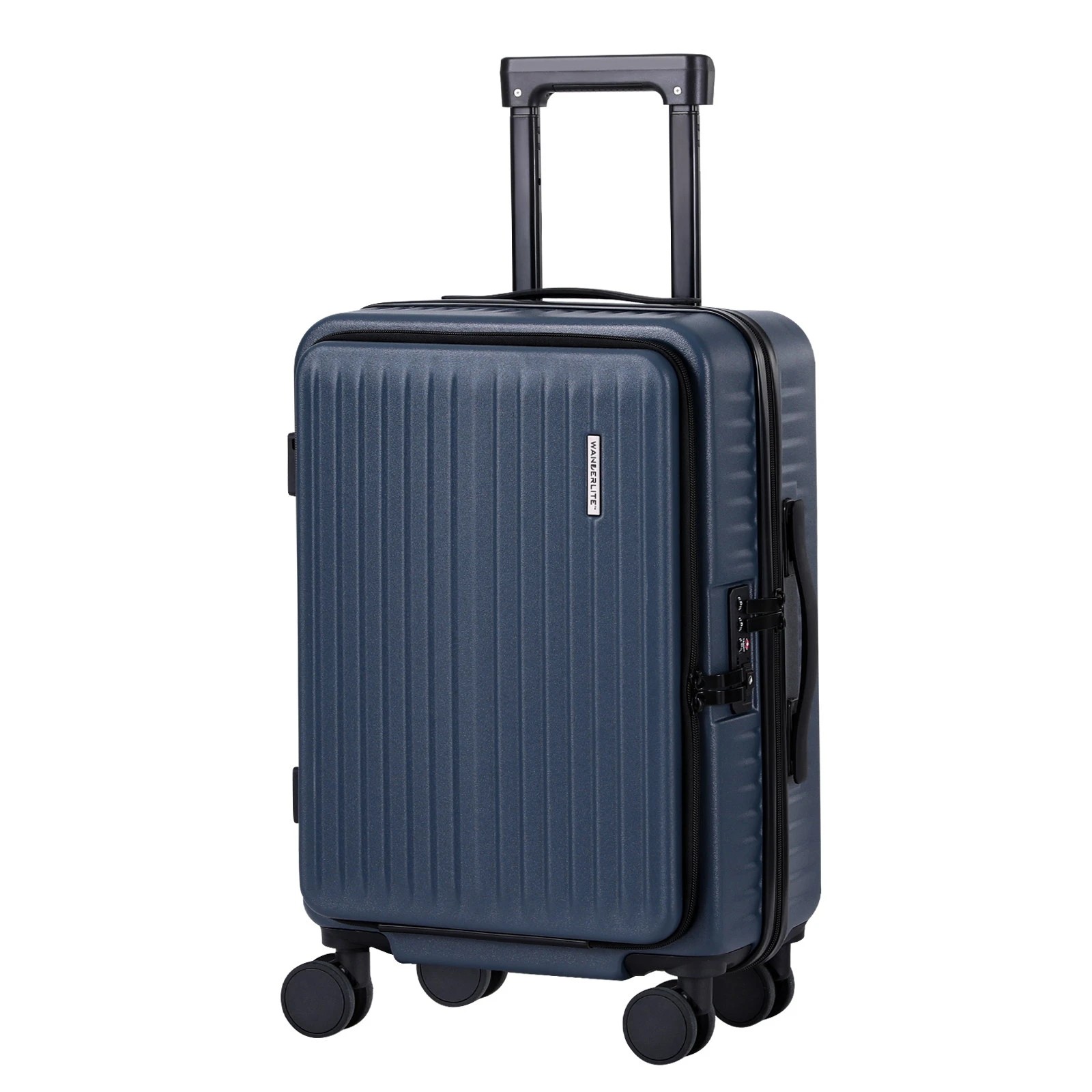 1 Wanderlite 20" Luggage Suitcase Front Pocket Travel Carry On Dual TSA - Blue, 1 of 1