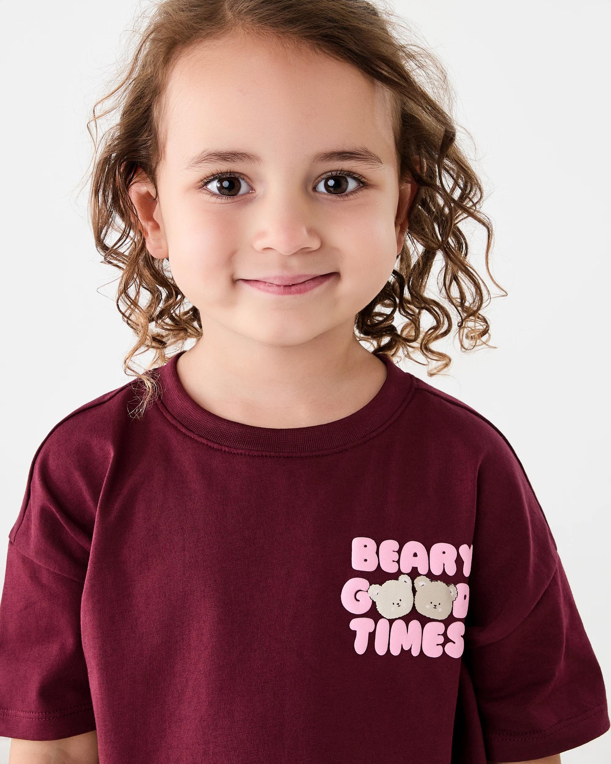 3 Short Sleeve Oversized Embroidered T-shirt Red Bear, 3 of 8