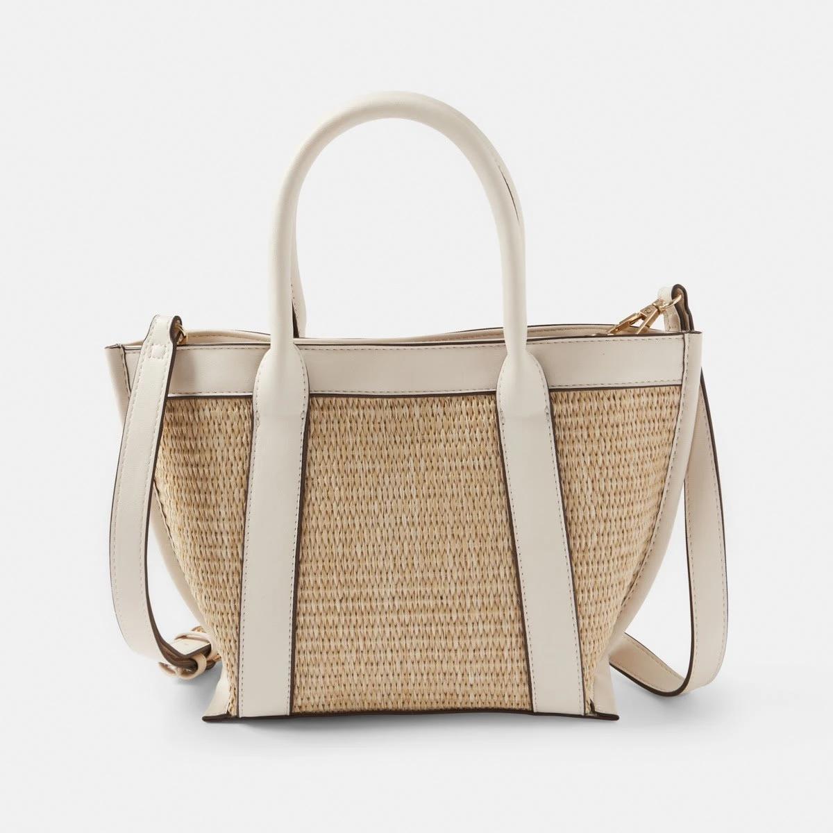 1 Mini Weave Tote Crossbody Bag Bone Beige, 1 of 8