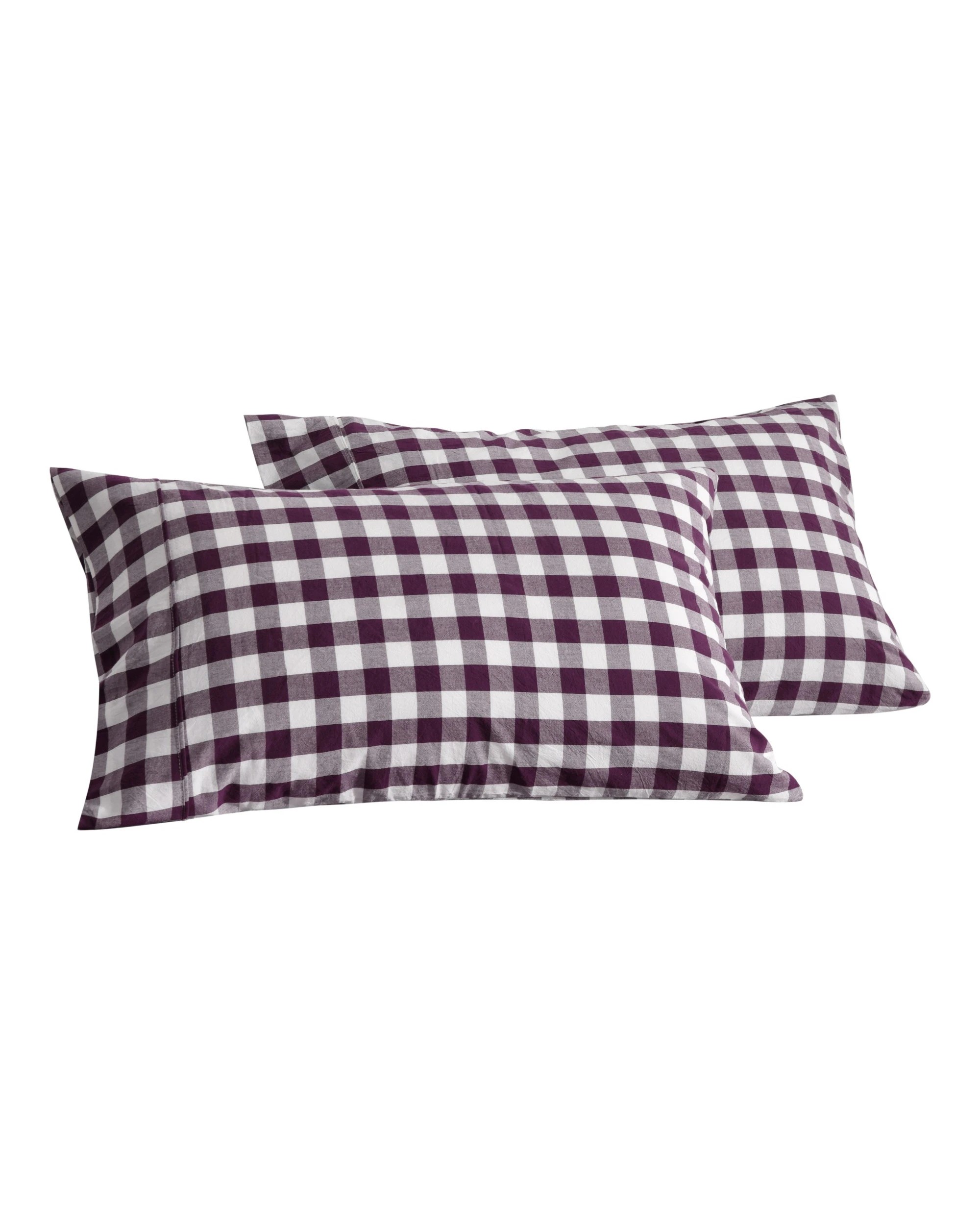 6 Dreamaker Twin Pack Lola Yarn Dyed Washed Cotton Gingham Standard Pillowcase - Plum, 6 of 6
