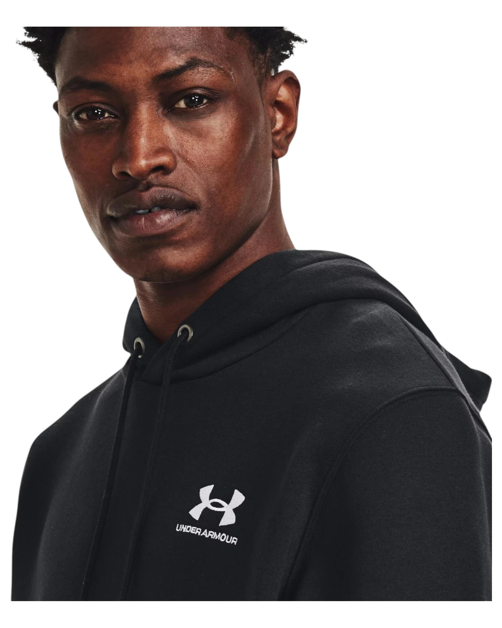 6 Under Armour Mens Icon Essential Fleece Black/ White Hoodie Black, 6 of 6