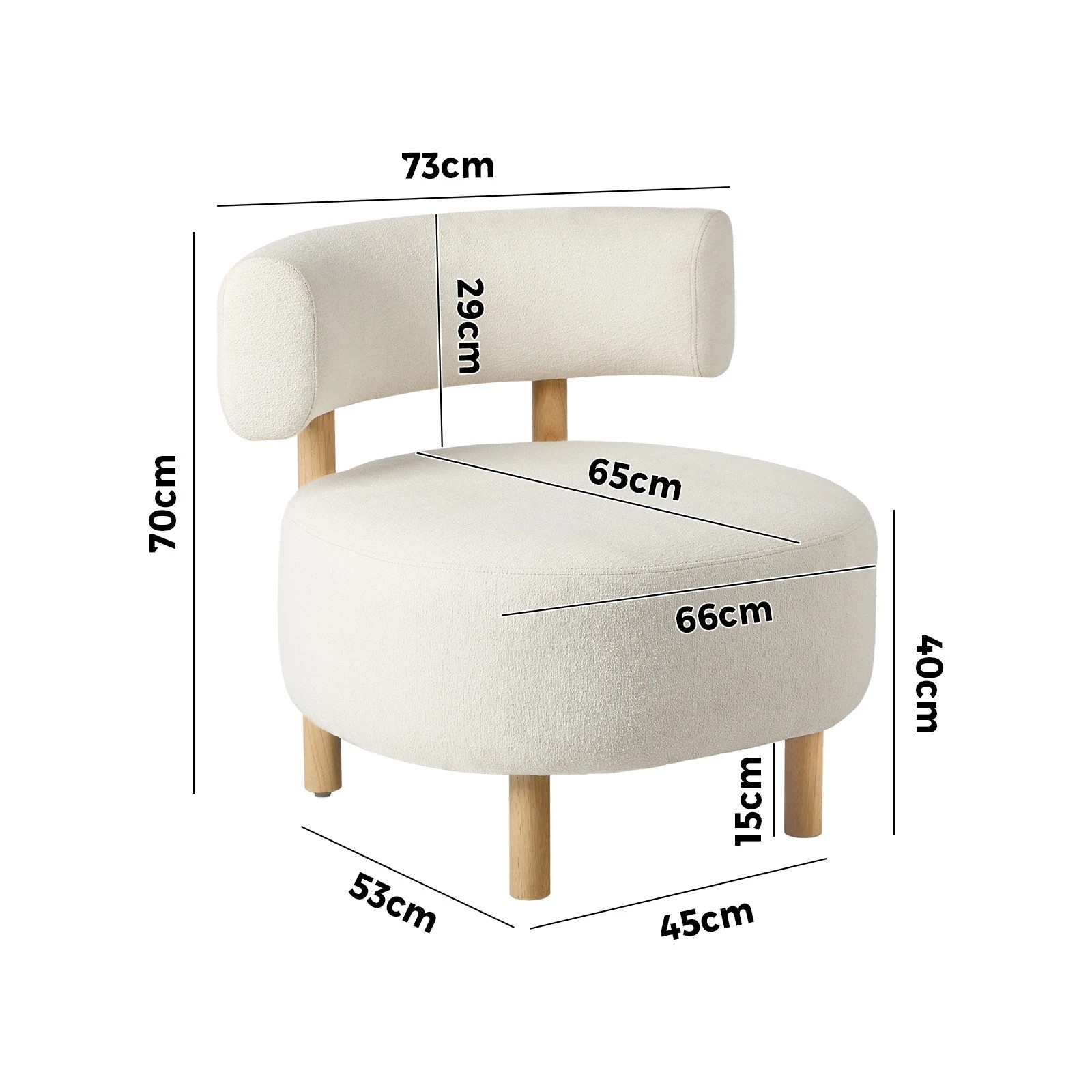 2 Oikiture Wooden Armchair Lounge Chair Linen Fabric Accent Armchairs - Beige, 2 of 10