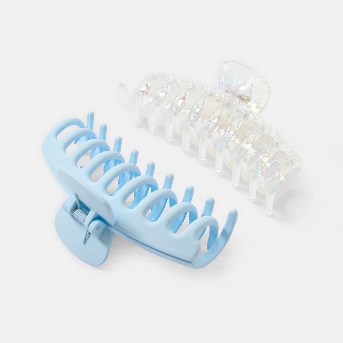 2 2 Pack Blue and Clear Barrel Claw Hair Clips, 2 of 4