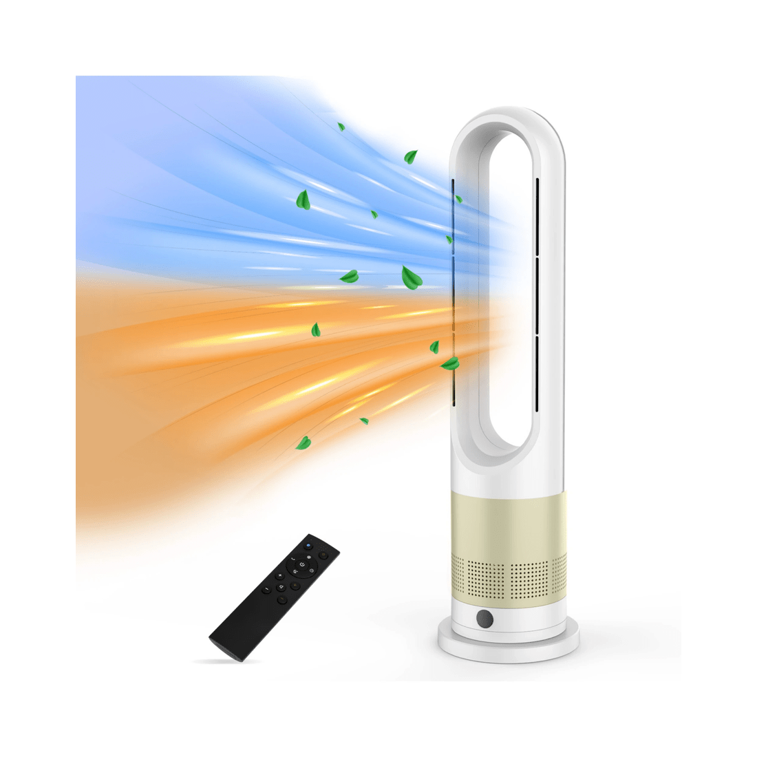 1 Advwin Bladeless Tower Fan, 2 In 1 Electric Fan Heater With 8 Speeds, Portable Oscillation Fan For Room Bedroom Office, 1 of 7