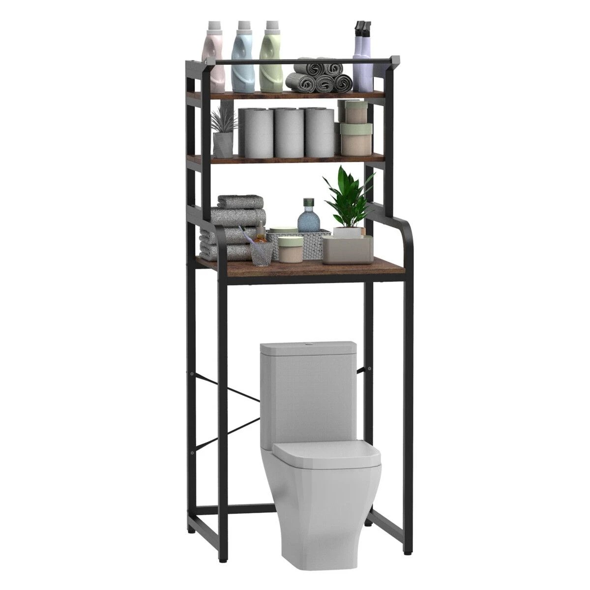 4 LUXSUITE 3 Tier Laundry Shelf Rack Storage Shelves Over the Toilet Washing Machine Washer Dryer Bathroom Organiser, 4 of 5