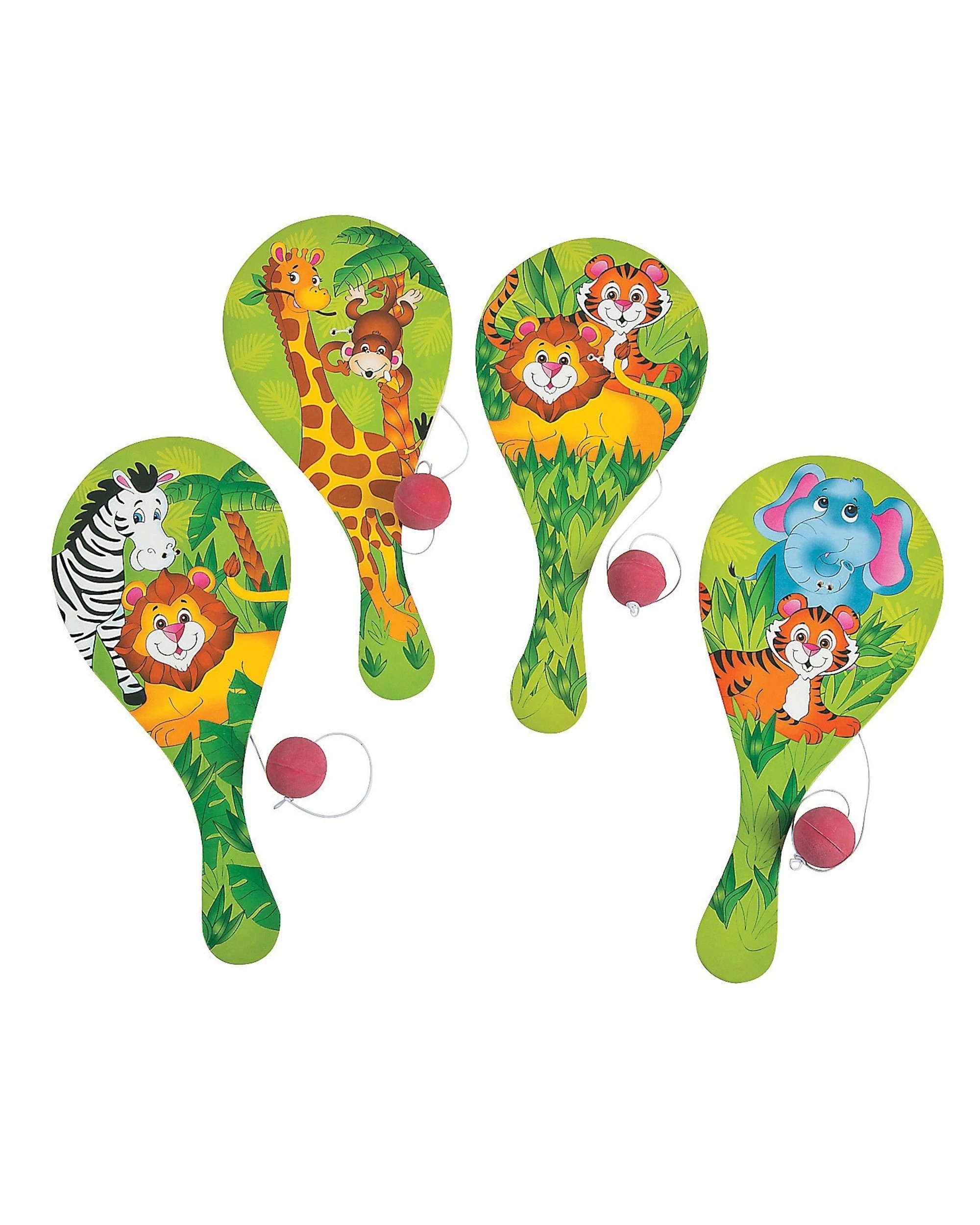 1 Fun Express Zoo Animals Wooden Paddleball Toys Pack of 12 - Multi, 1 of 1