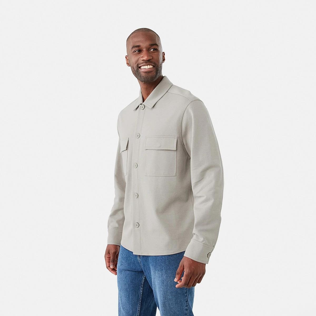 2 Long Sleeve Textured Knit Shirt Bge Smoke, 2 of 7