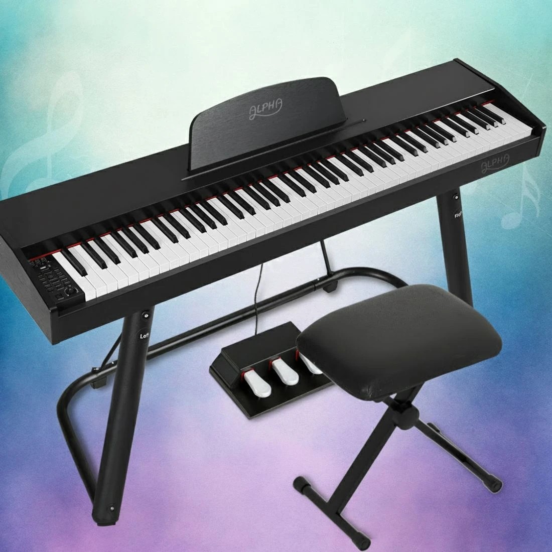 7 Alpha 88 Keys Electronic Piano Keyboard Digital Electric w/ Stand Stool Weighted - Black, 7 of 7
