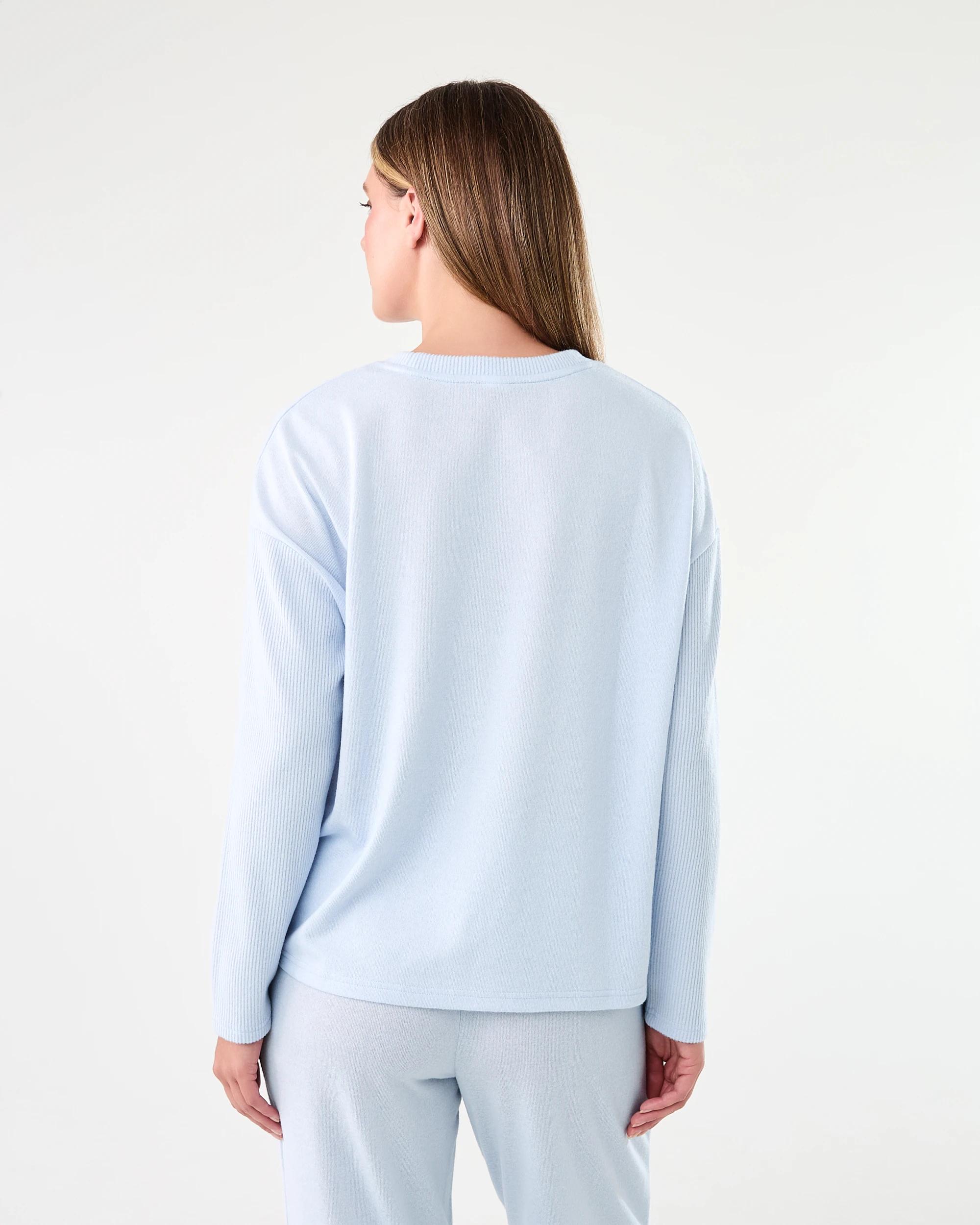 3 Super Soft Rib Sleeve Lounge Top Halo Blue, 3 of 7