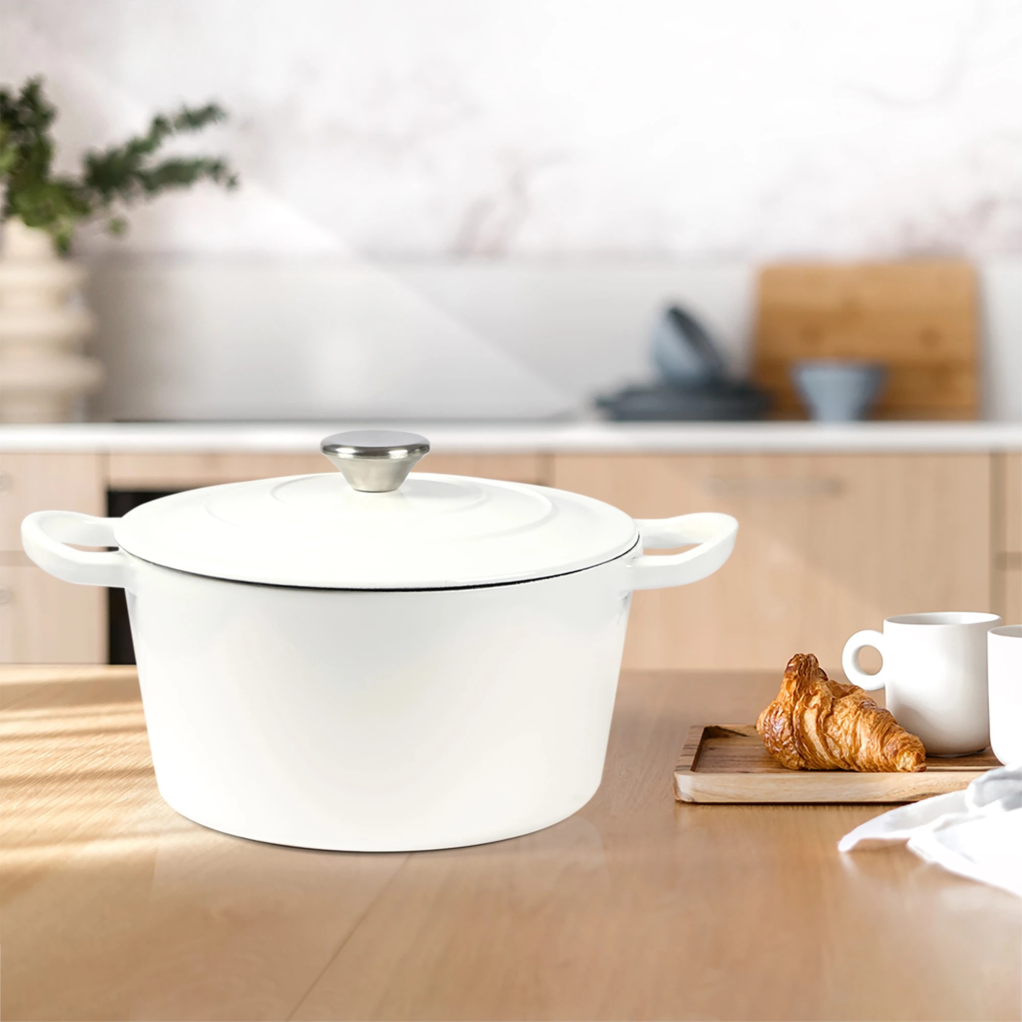 7 Toque Enamel Dutch Oven 4L Cast Iron Pan Casserole Pot Slow Cook Cooker with Lid, 7 of 7