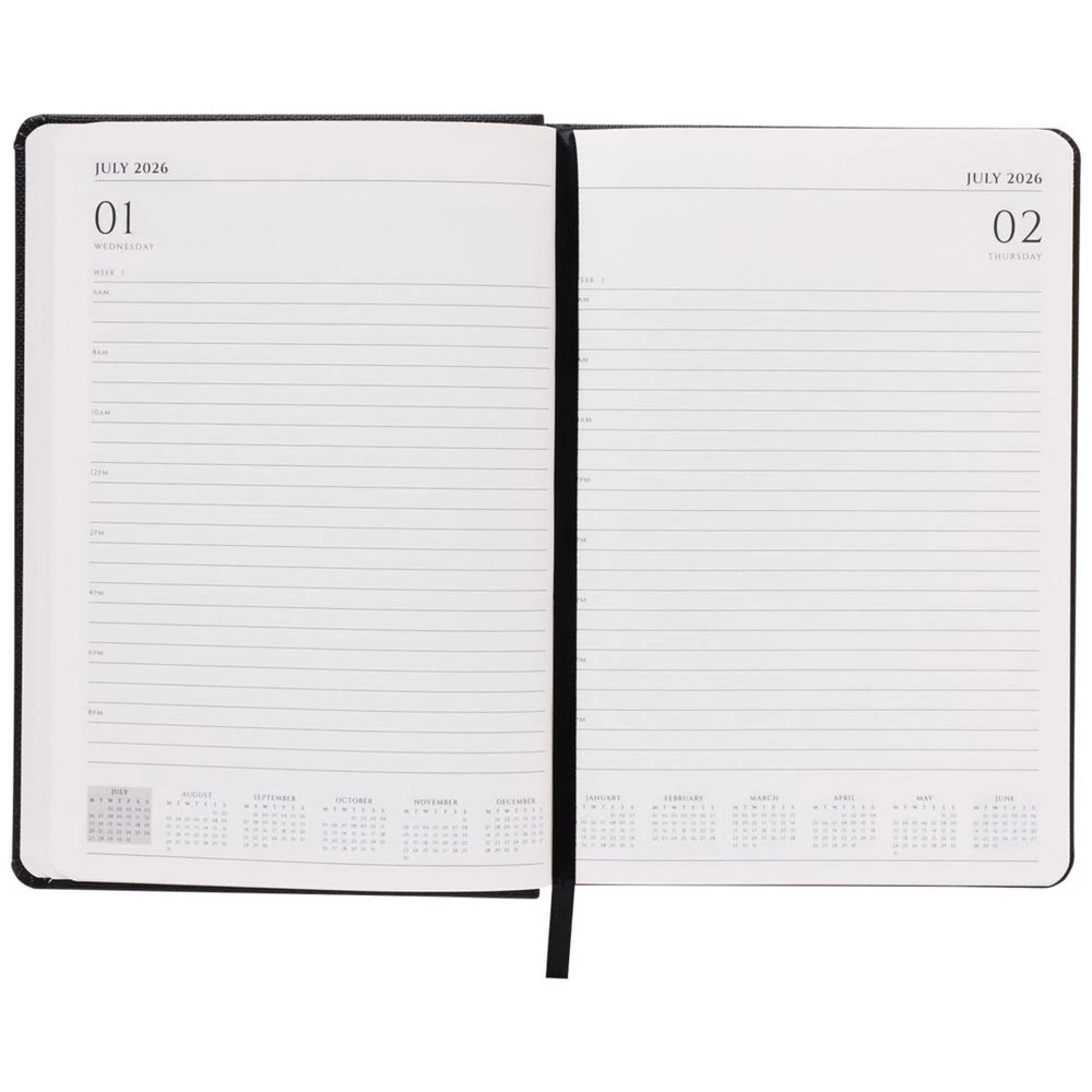 6 J.Burrows A5 Day to Page Textured FY26/27 Diary Black, 6 of 6