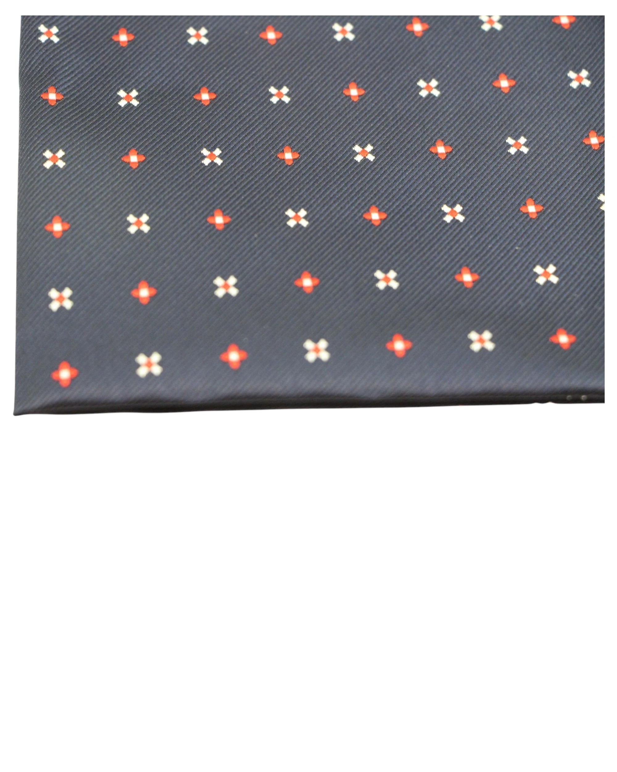 2 Zasel Mens Navy & Red Flower Silk Pocket Square - Multi, 2 of 3