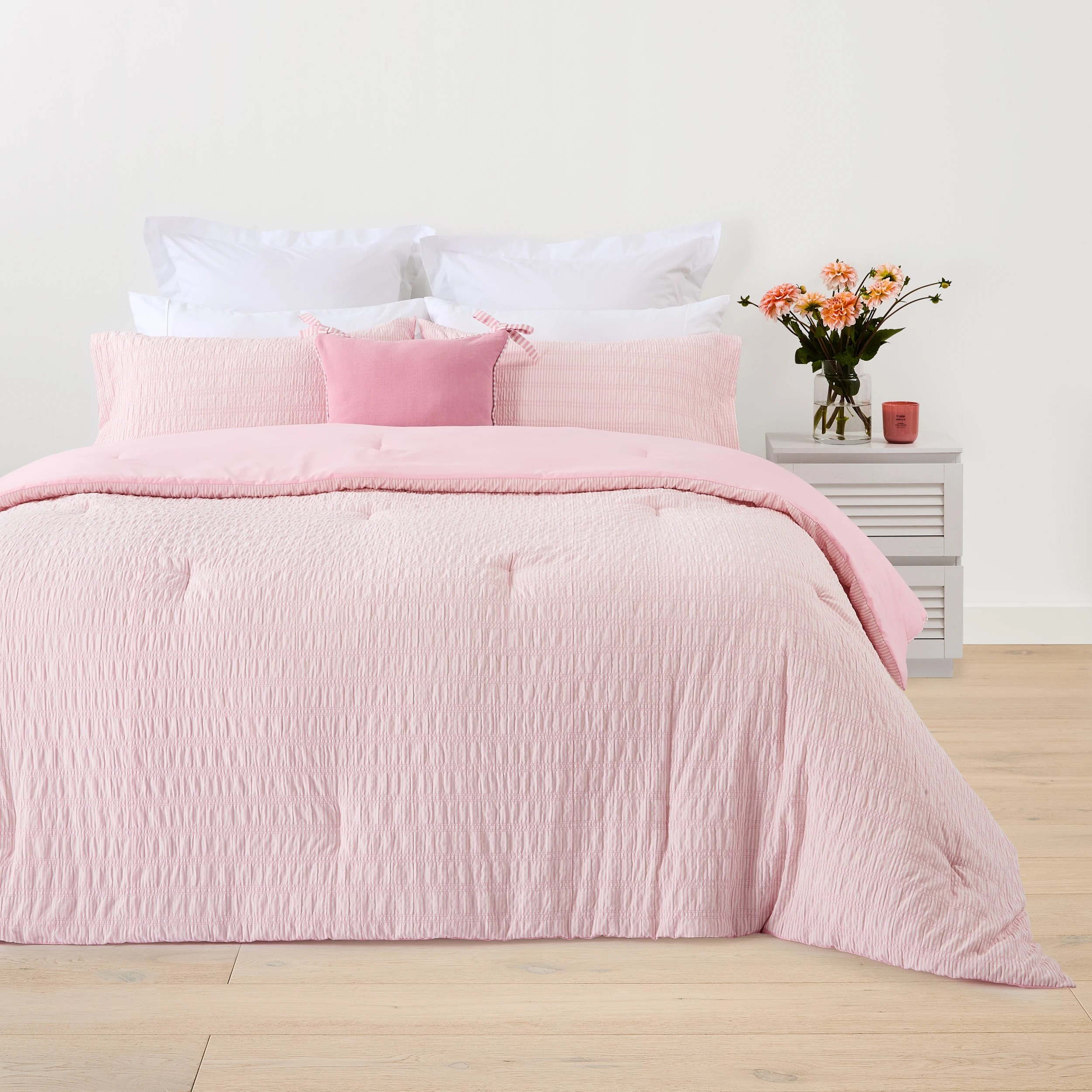 1 Stripe Comforter Set - Queen/King Bed, Pink, 1 of 6