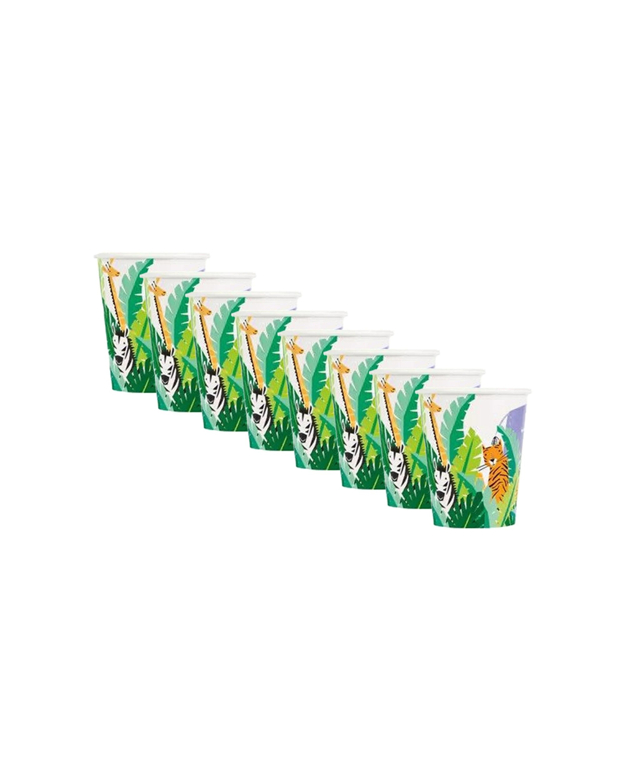 1 Meteor Party 8pc Disposable 9oz Paper Cups Tableware Animal Safari 266mL - White, 1 of 1