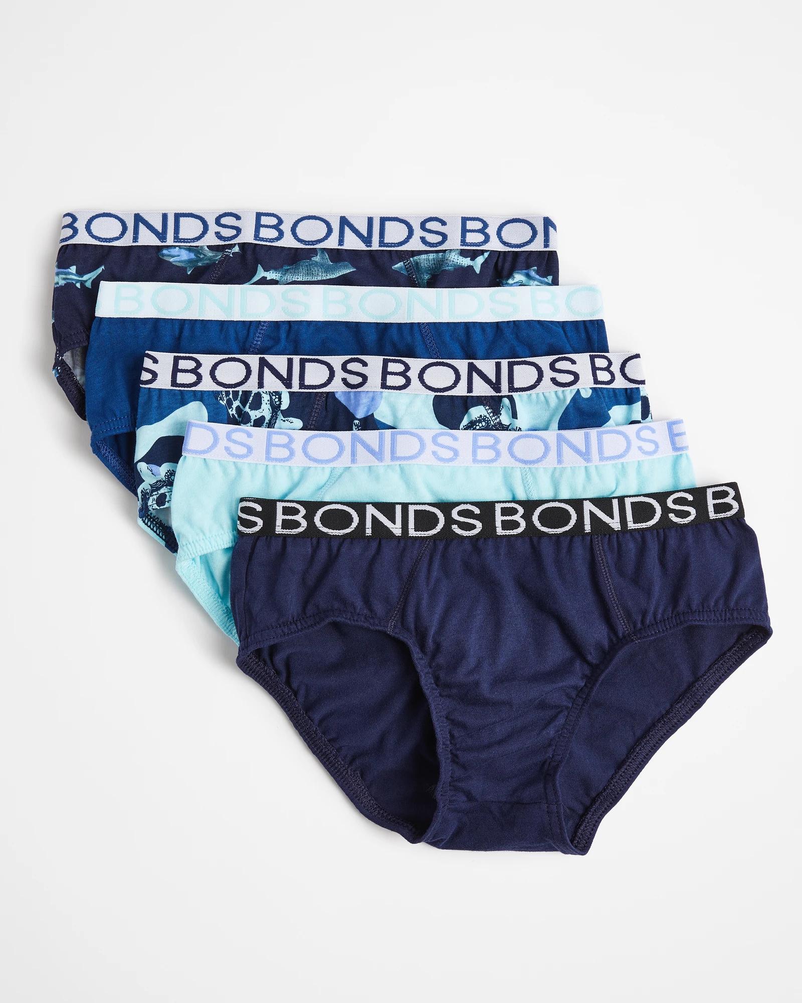 1 Bonds Boys Briefs 5 Pack BLUE SHARK, 1 of 5
