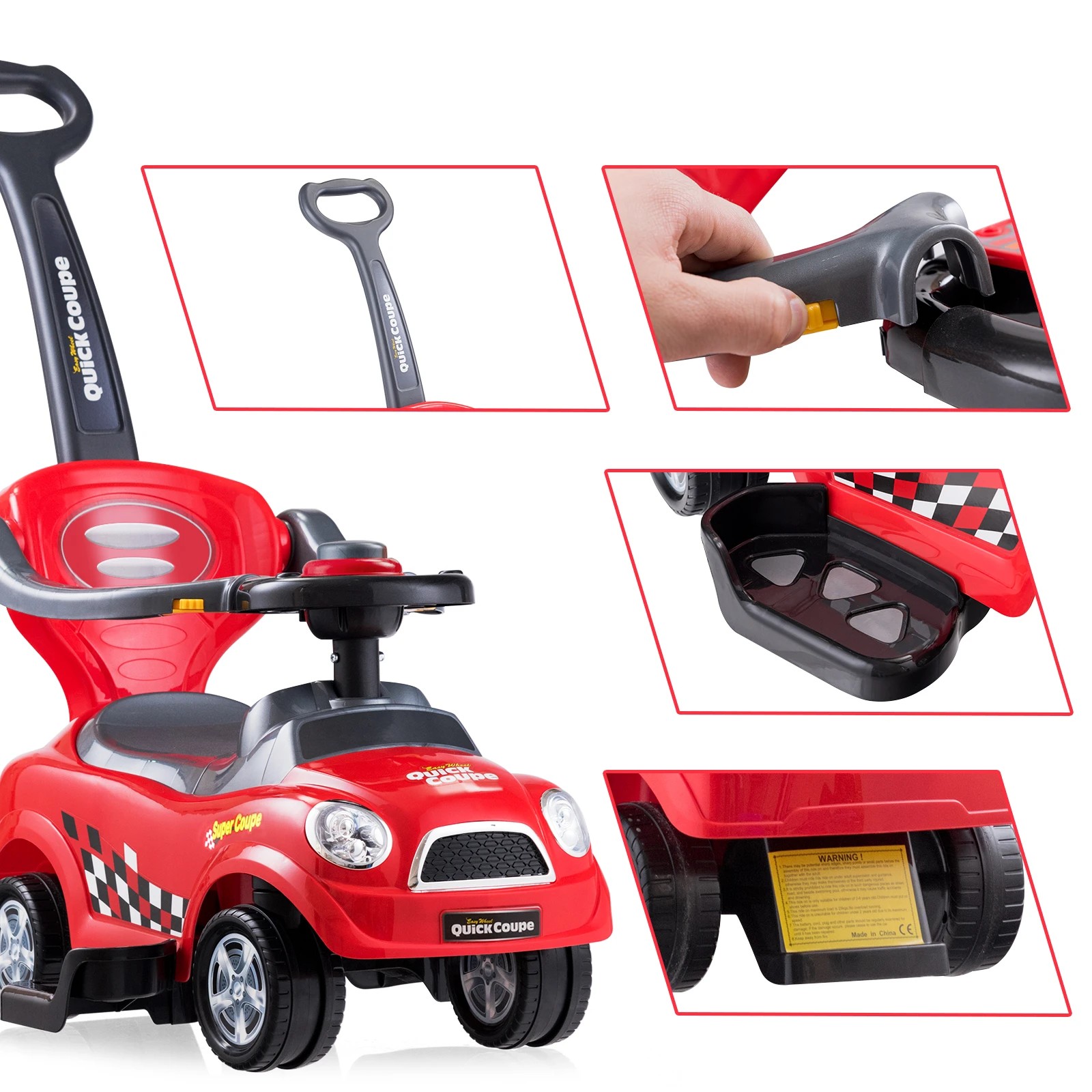 3 Costway 3-in-1 Ride On Push Car Foot to Floor Walking Car, 3 of 5