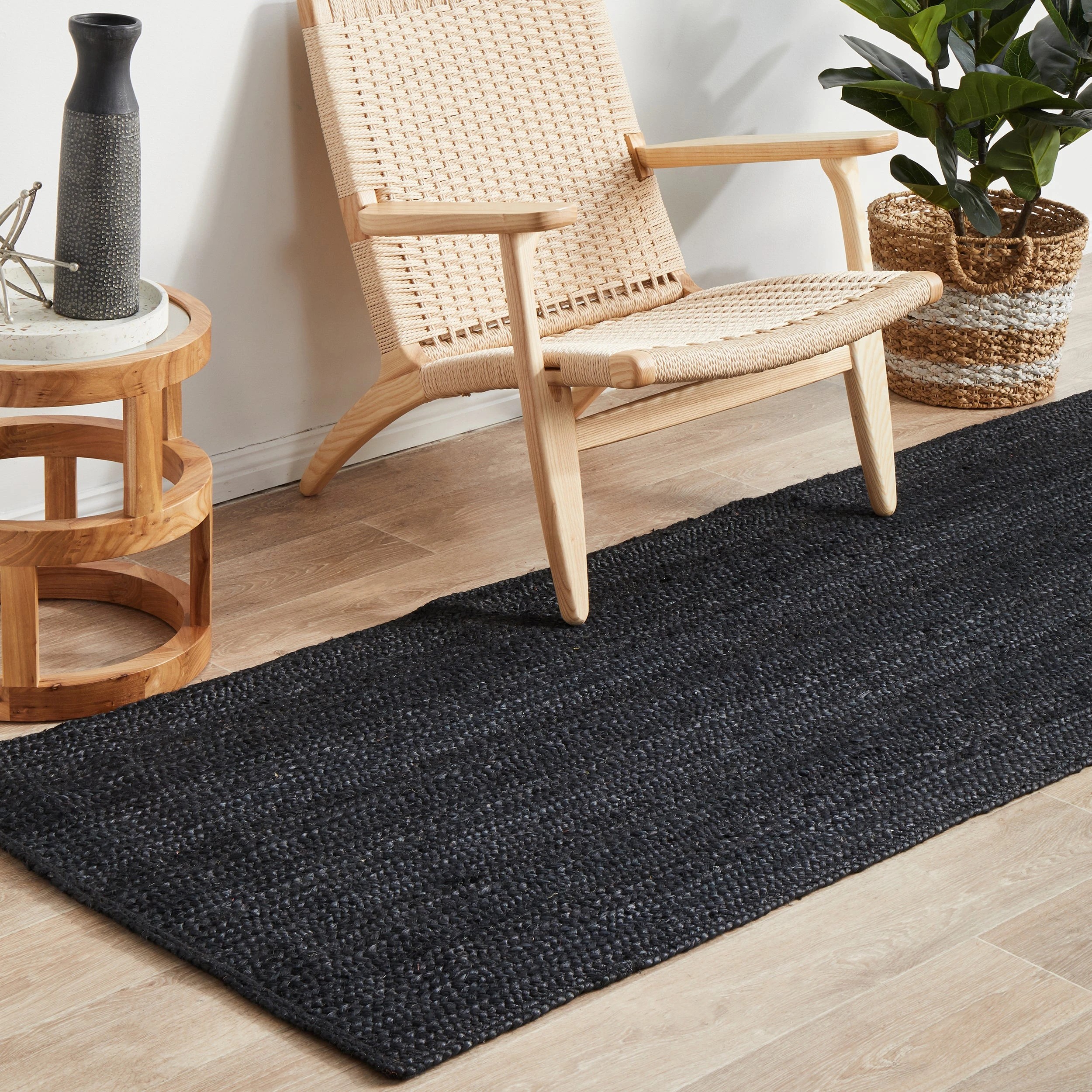 3 Common Ground Rugs Shoreline Black 300x80cm - Medium Jute Rug - Black, 3 of 10