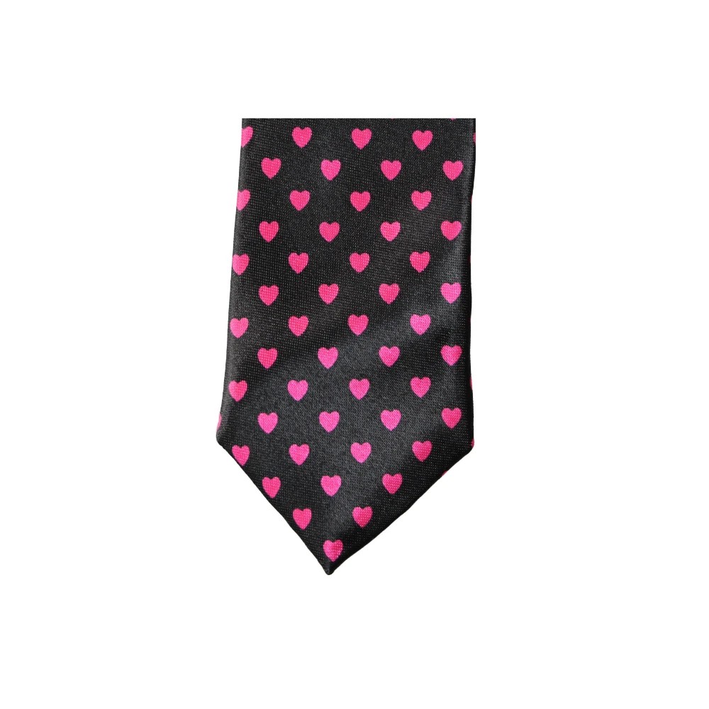 3 Zasel Mens Black With Pink Hearts 5cm Skinny Neck Tie - Multi, 3 of 4