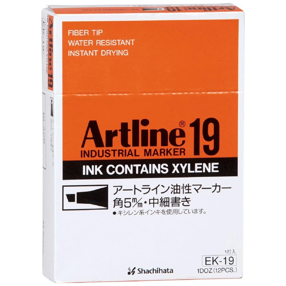 1 Artline 19 Industrial Permanent Marker Black 12 Pack, 1 of 2