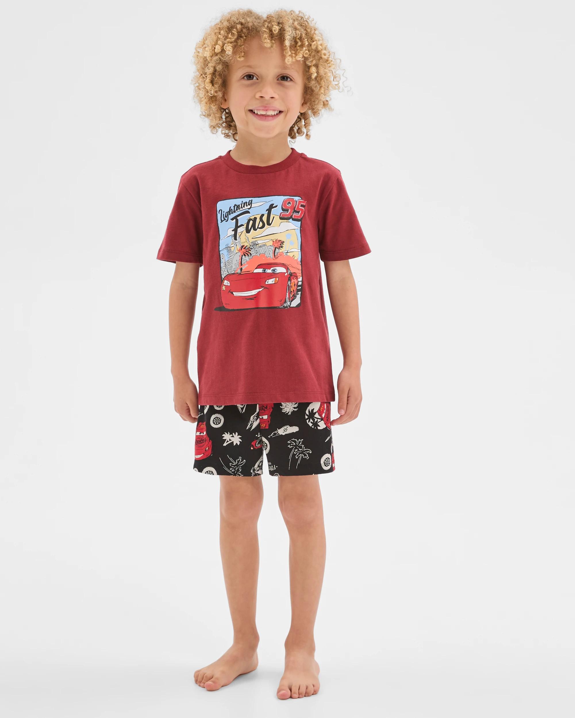 2 Disney Organic Cotton 2 Pack Younger Boys Top & Shorts Pyjama Set CARS, 2 of 7