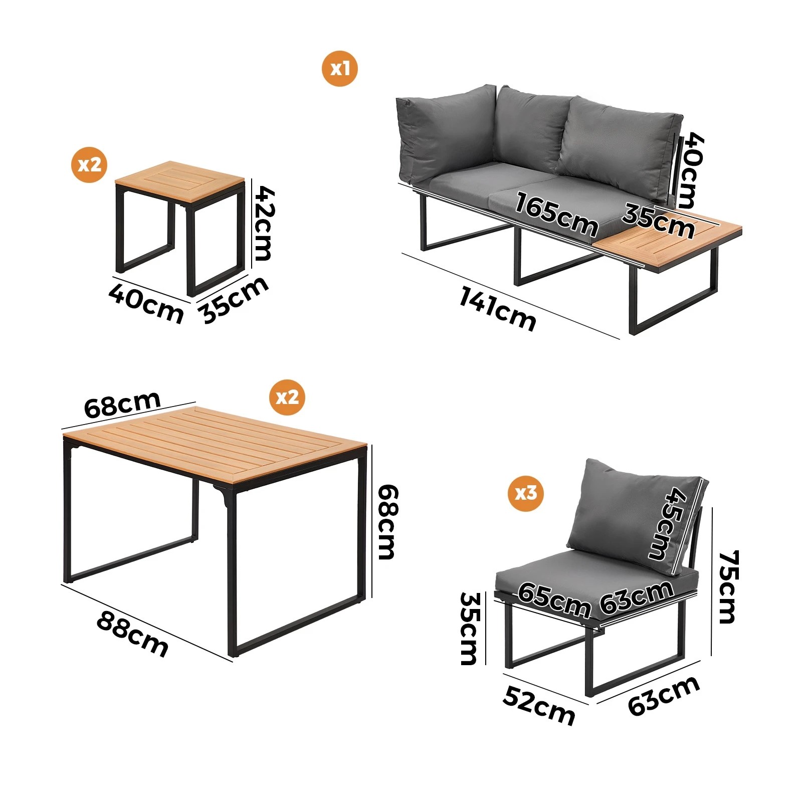 2 Livsip 7 Seater Outdoor Dining Set Sofa Lounge Setting Patio Table Stool - Multi, 2 of 8