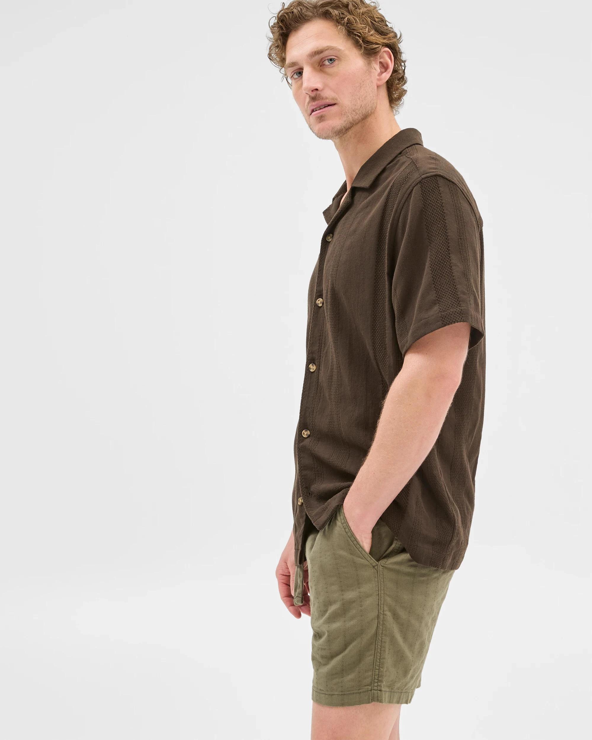 4 Target Australian Cotton Textured Stripe Shorts KHAKI, 4 of 6