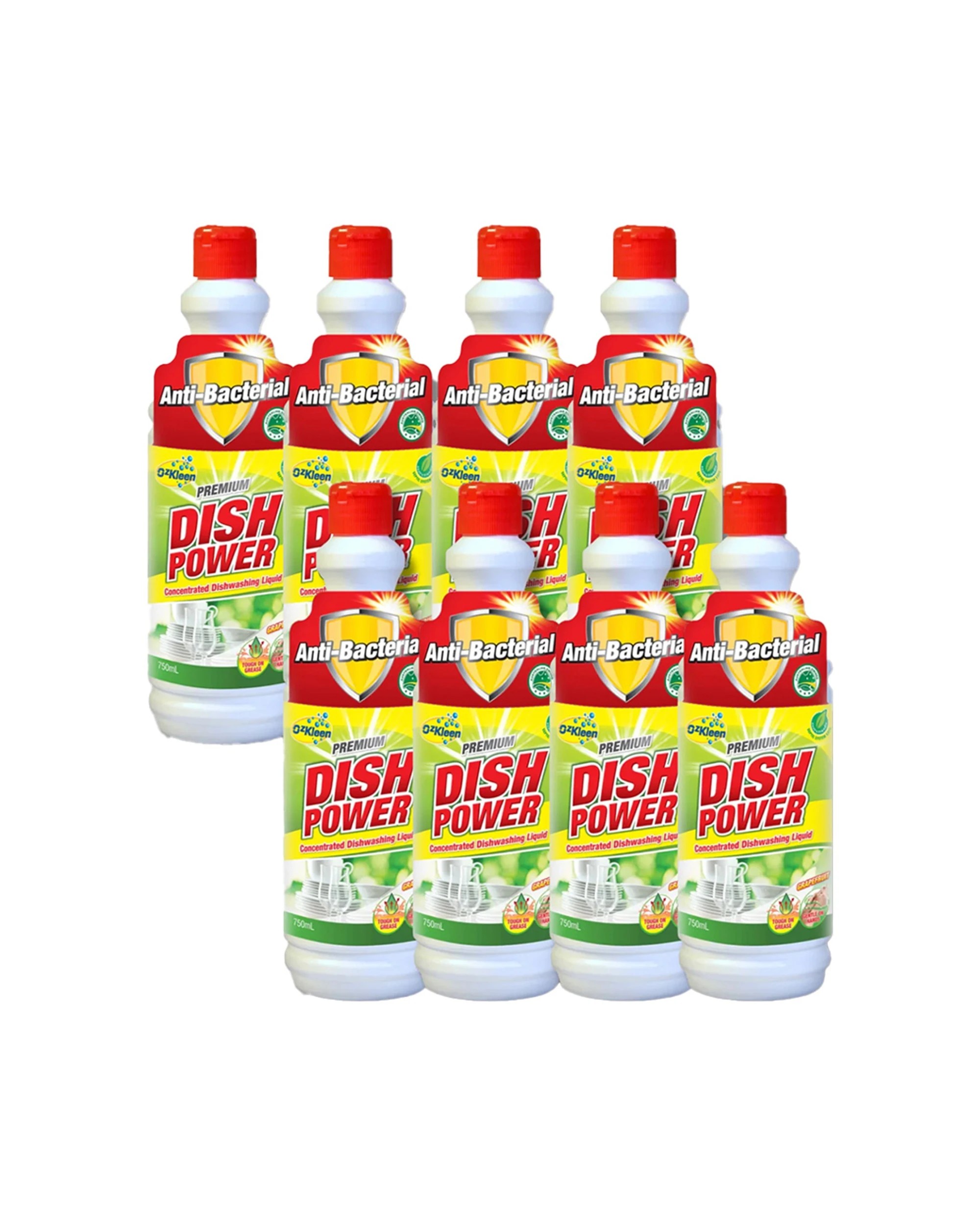 1 Ozkleen Dish Power 8 Pack - 750ml Concentrated Dishwashing Liquid - Multi, 1 of 1