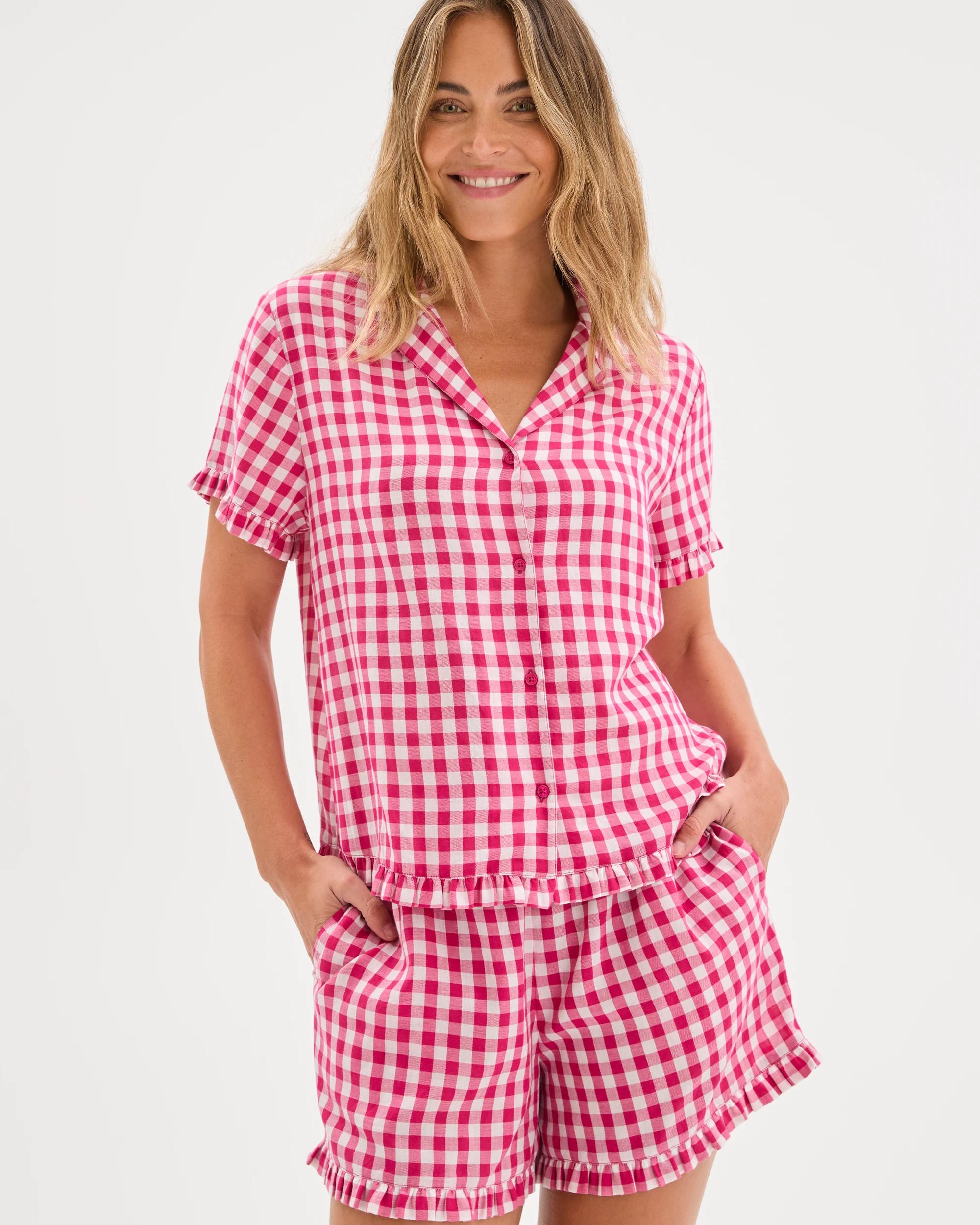 7 Target Woman Frill Pyjama Sleep Set PINK FUSHIA GINGHAM, 7 of 7