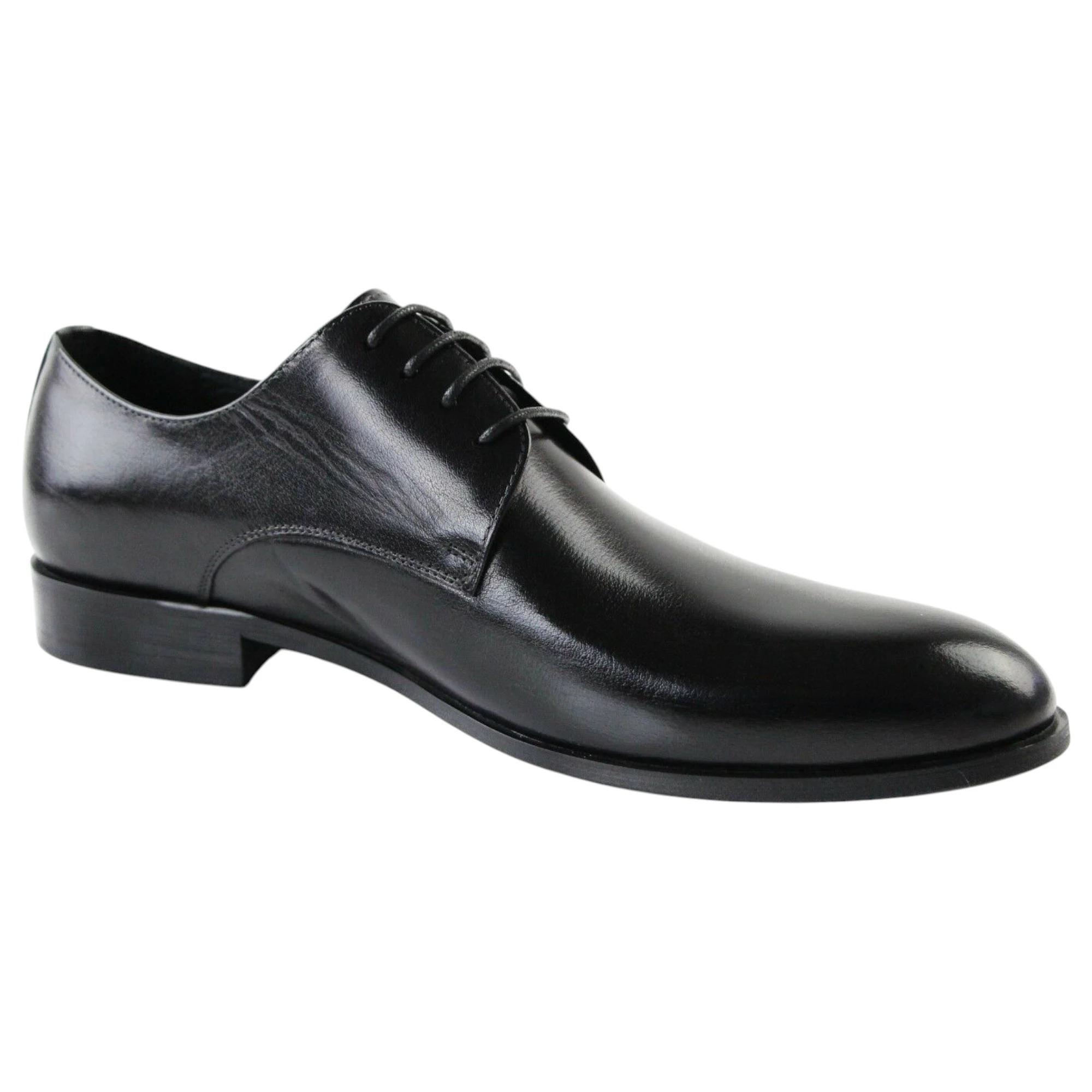 3 Zasel Beau Plain Leather Lace Up Dress Casual Work Mens Shoes BLACK, 3 of 4