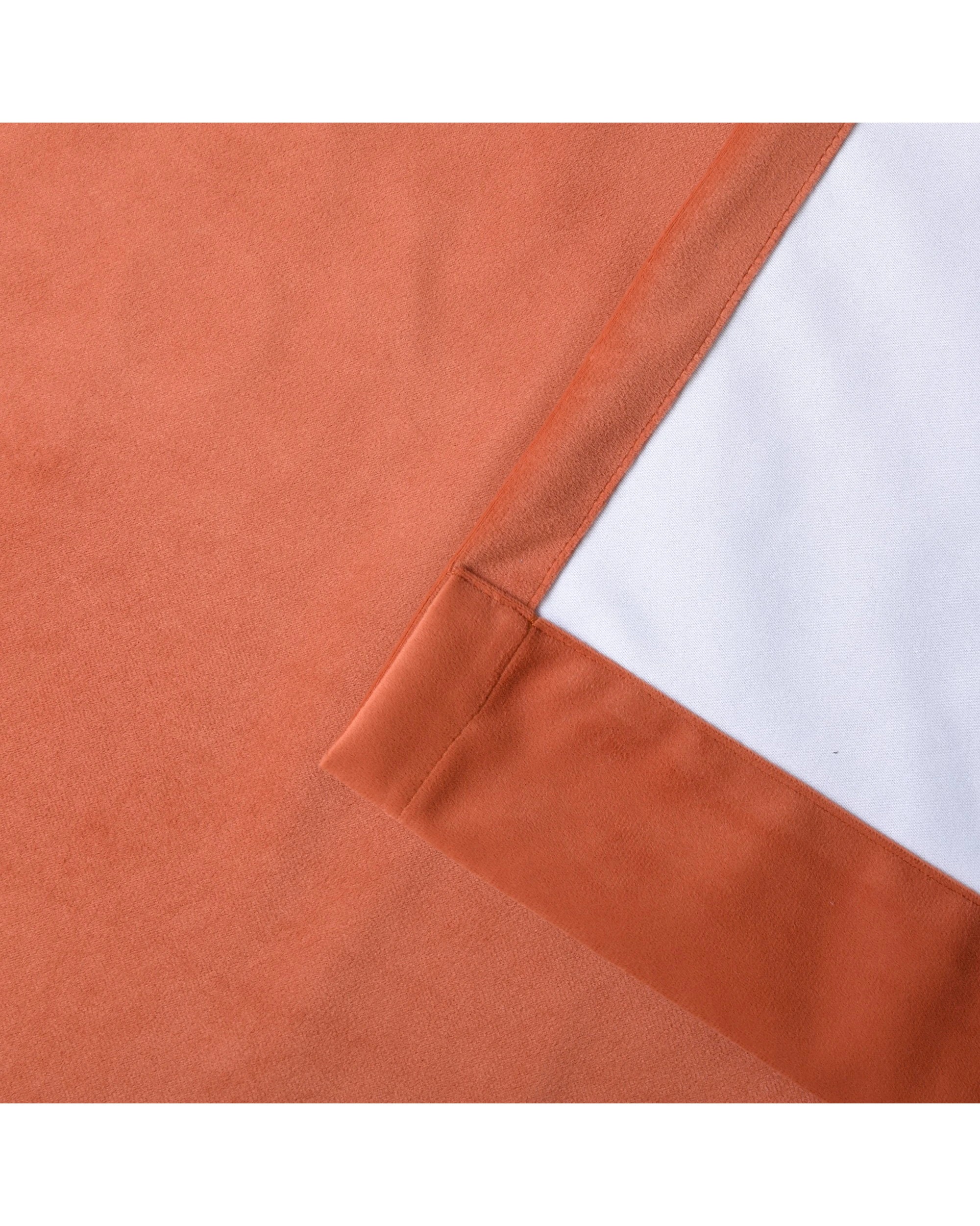 4 Cadence & Co. Byron Matte Velvet 100% Blockout Eyelet Curtain Twin Pack 225x223cm - Rust, 4 of 5