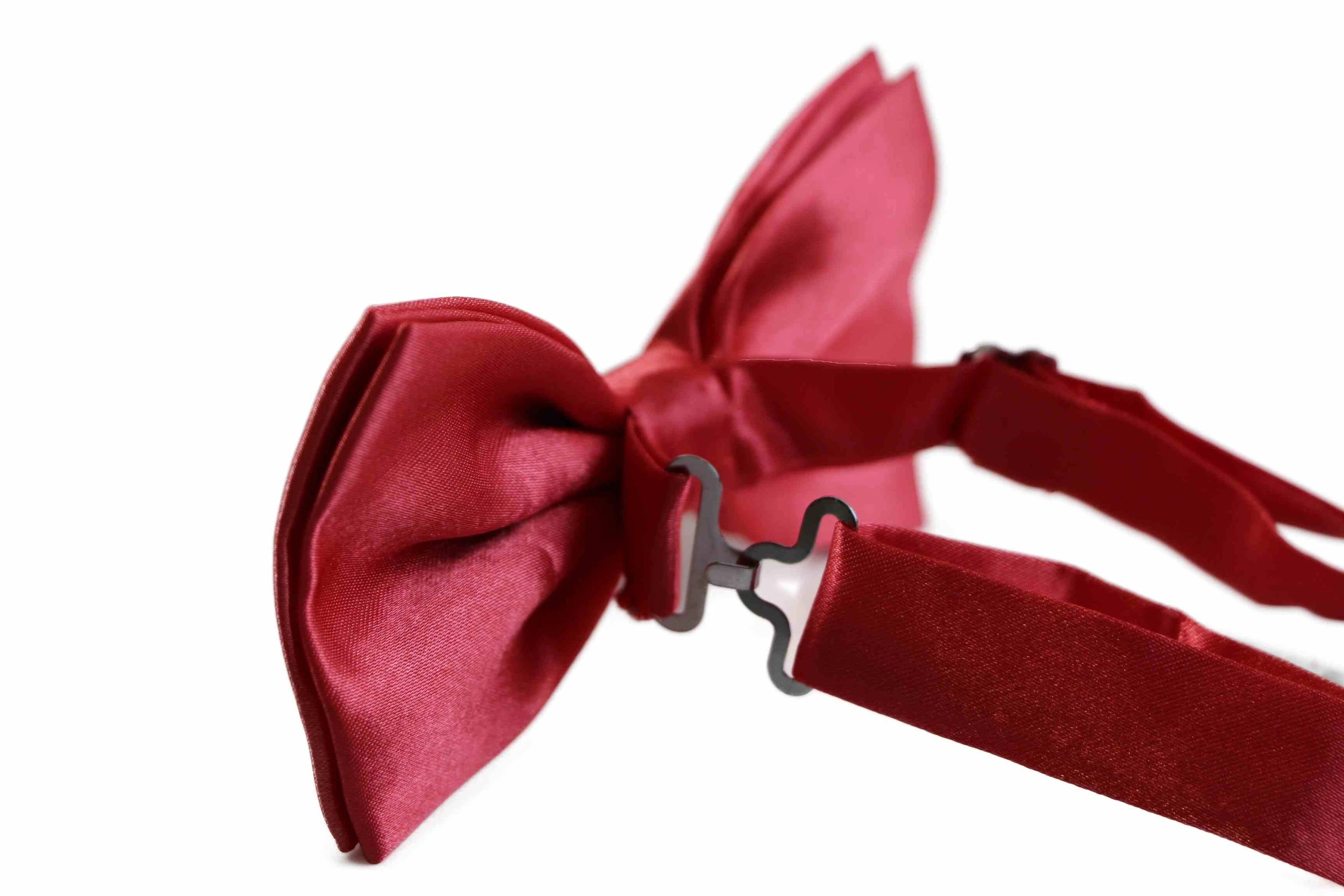 2 Zasel Mens Watermelon Red Solid Plain Colour Bow Tie, 2 of 2
