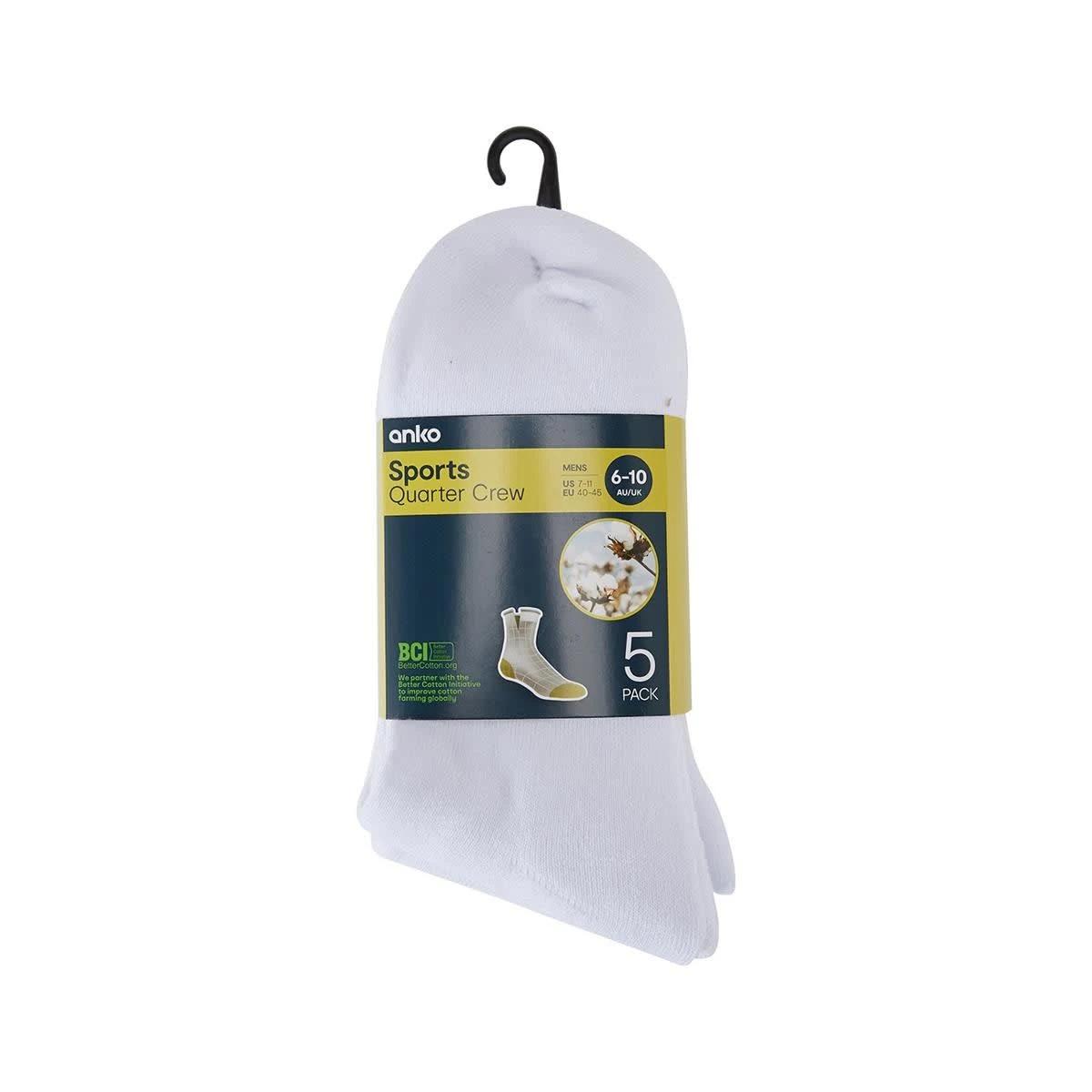 3 5 Pack Quarter Crew Sport Socks WHITE, 3 of 3